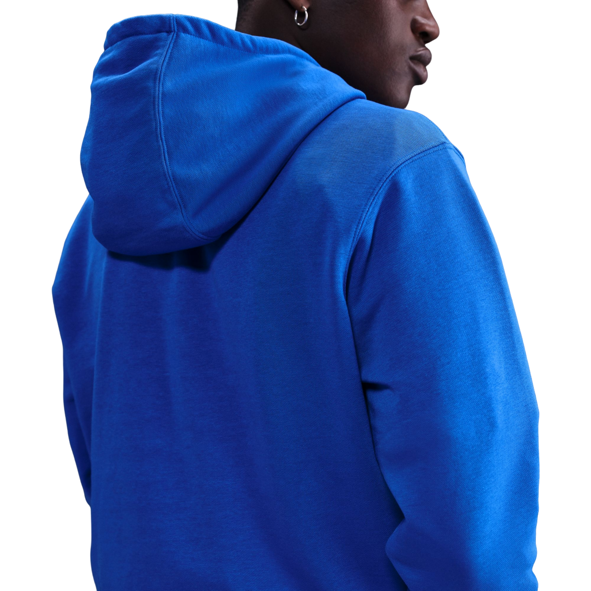 Nike Men's Club French Terry Pullover Hoodie - Blue - BLUE Thumbnail View 4