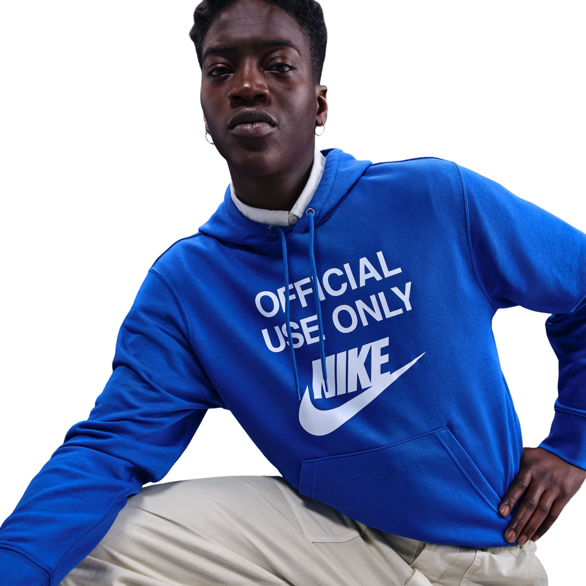 Nike Men's Club French Terry Pullover Hoodie - BLUE Thumbnail View 5