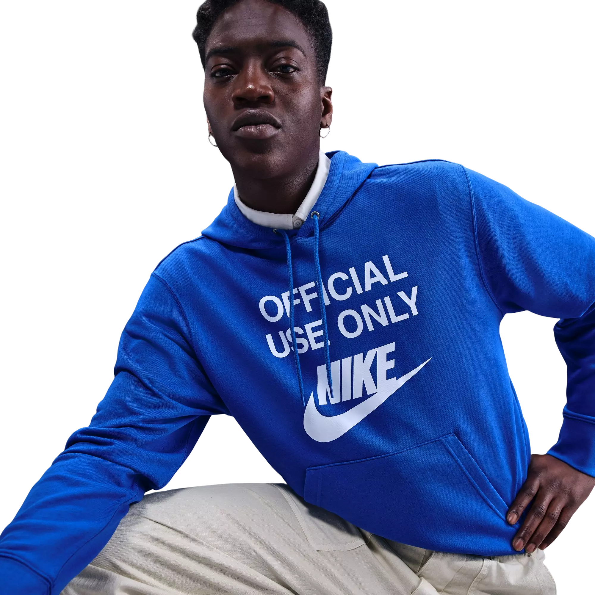 Nike Men's Club French Terry Pullover Hoodie - BLUE
