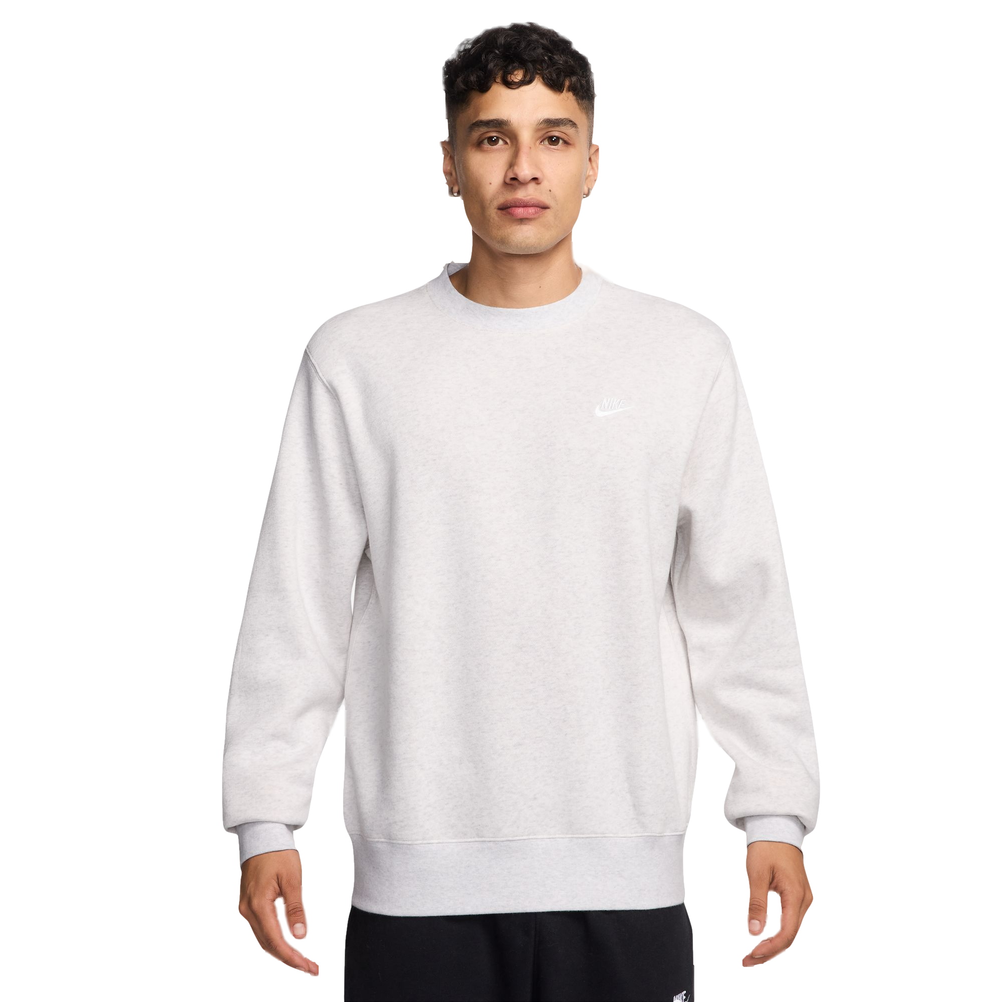 Nike Men's Club Brushed Fleece Crew - GREY Thumbnail View 1