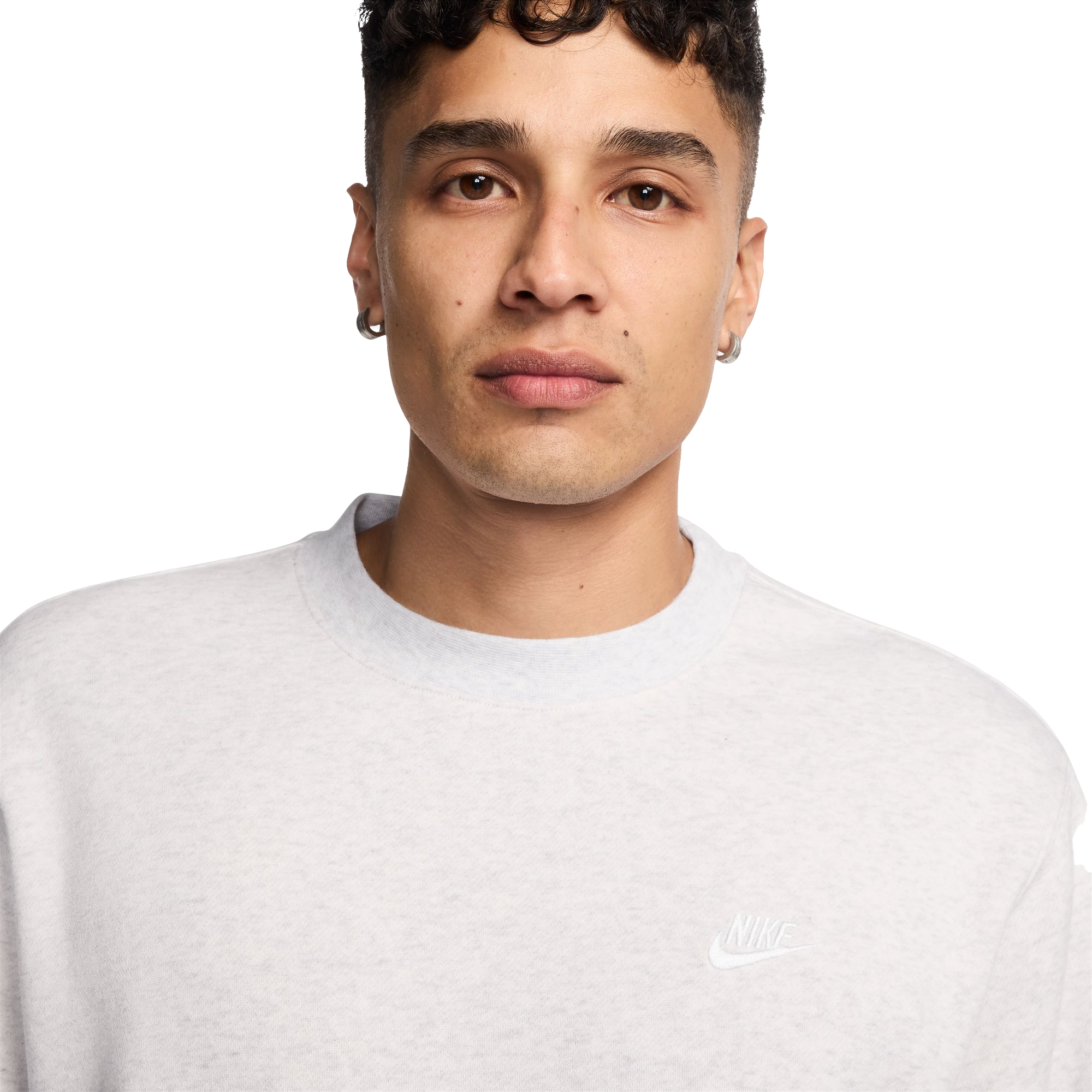 Nike Men's Club Brushed Fleece Crew - GREY Thumbnail View 3