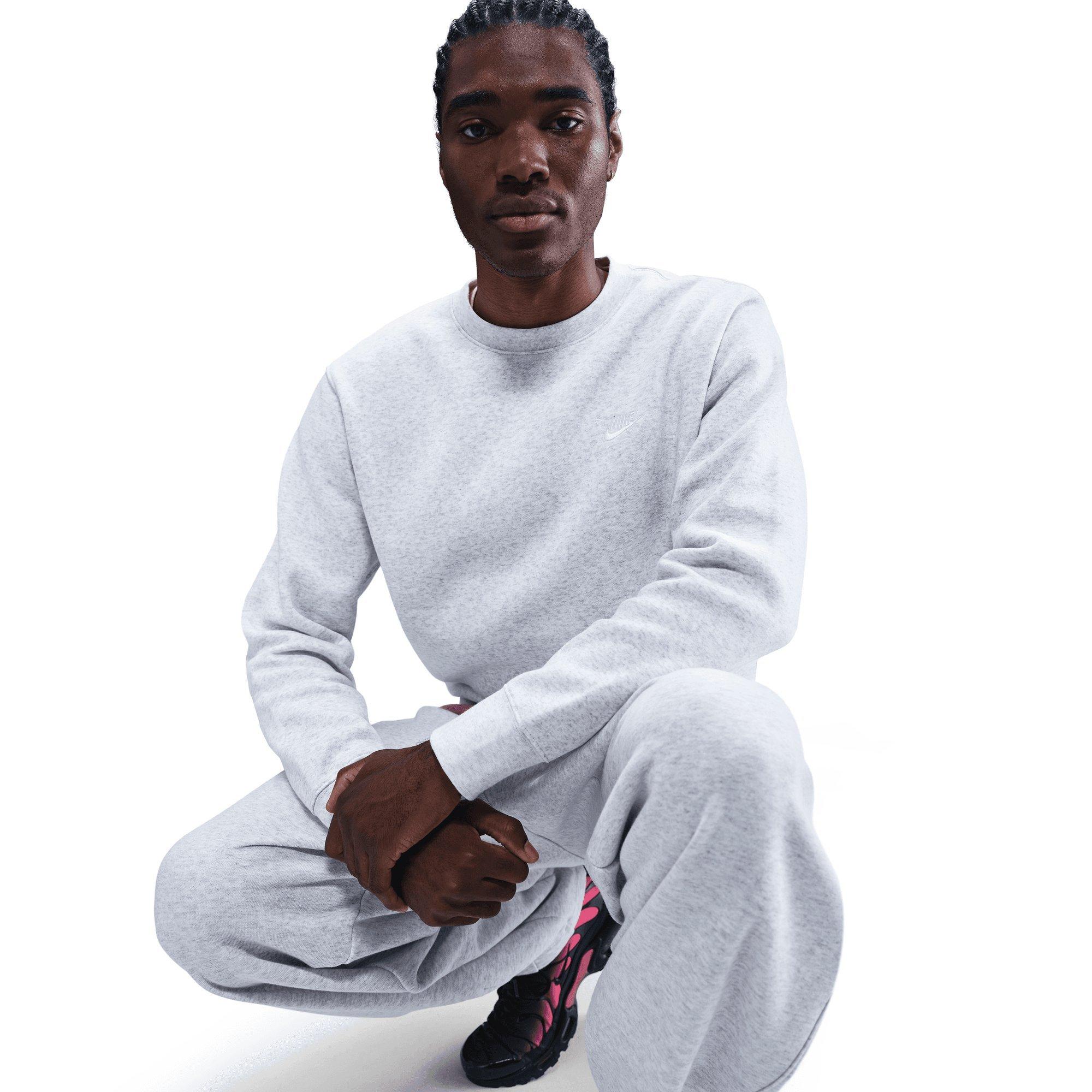 Nike Men's Club Brushed Fleece Crew - GREY Thumbnail View 5