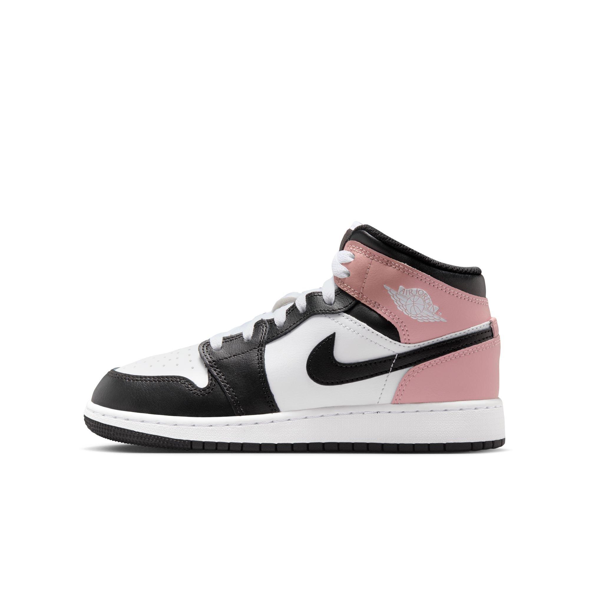 Jordan 1 Mid Grade School Girls' "White/Black/Rust Pink" Shoe