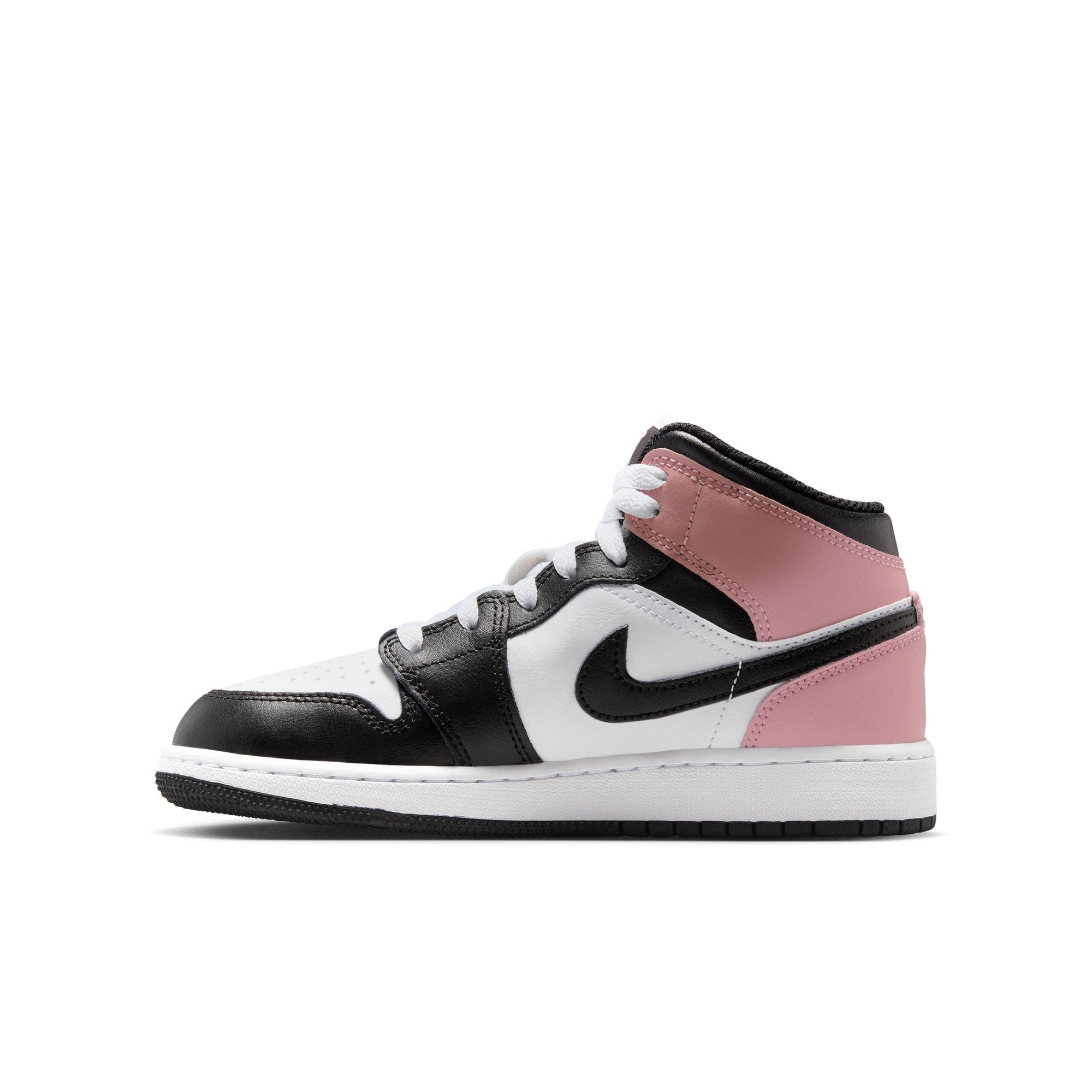 Jordan 1 Mid Grade School Girls' "White/Black/Rust Pink" Shoe