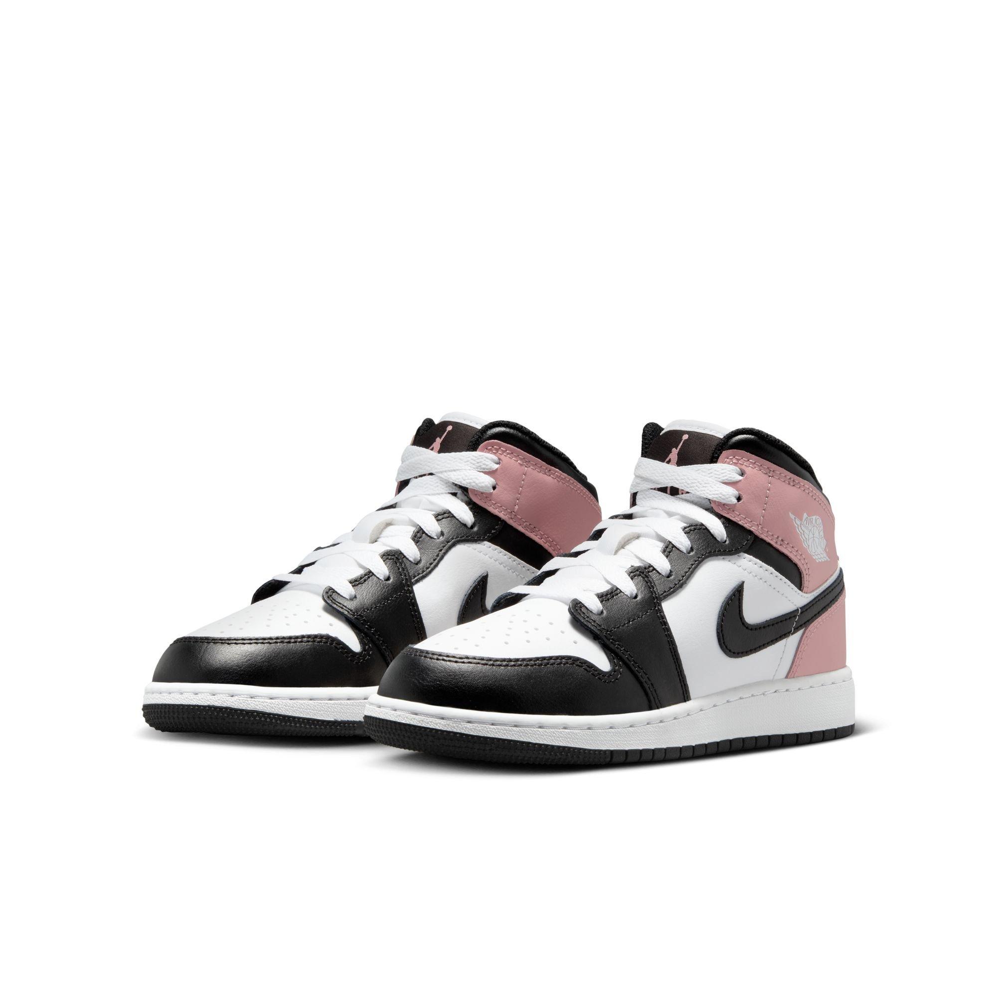 Jordan 1 Mid Grade School Girls' "White/Black/Rust Pink" Shoe
