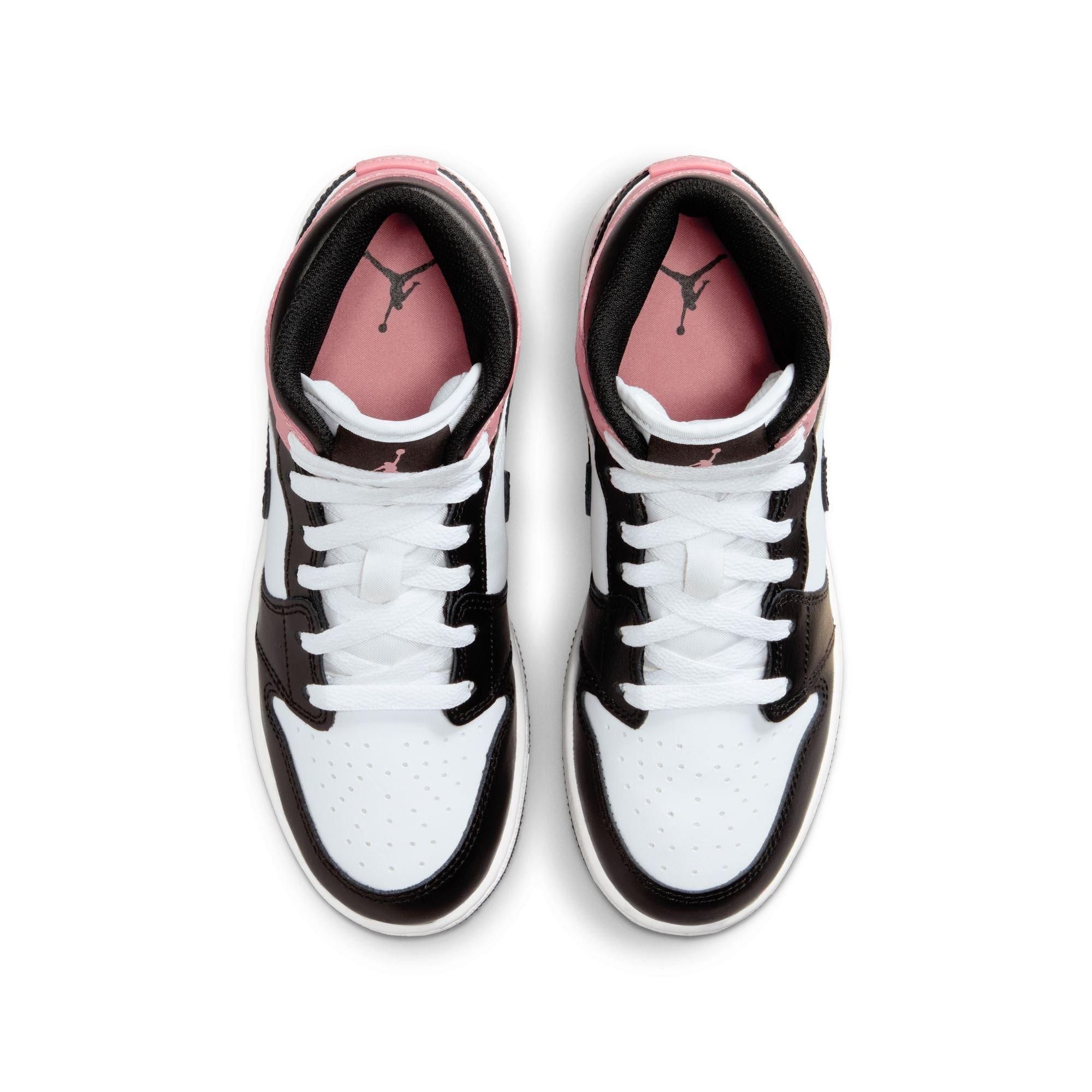 Jordan 1 Mid Grade School Girls' "White/Black/Rust Pink" Shoe
