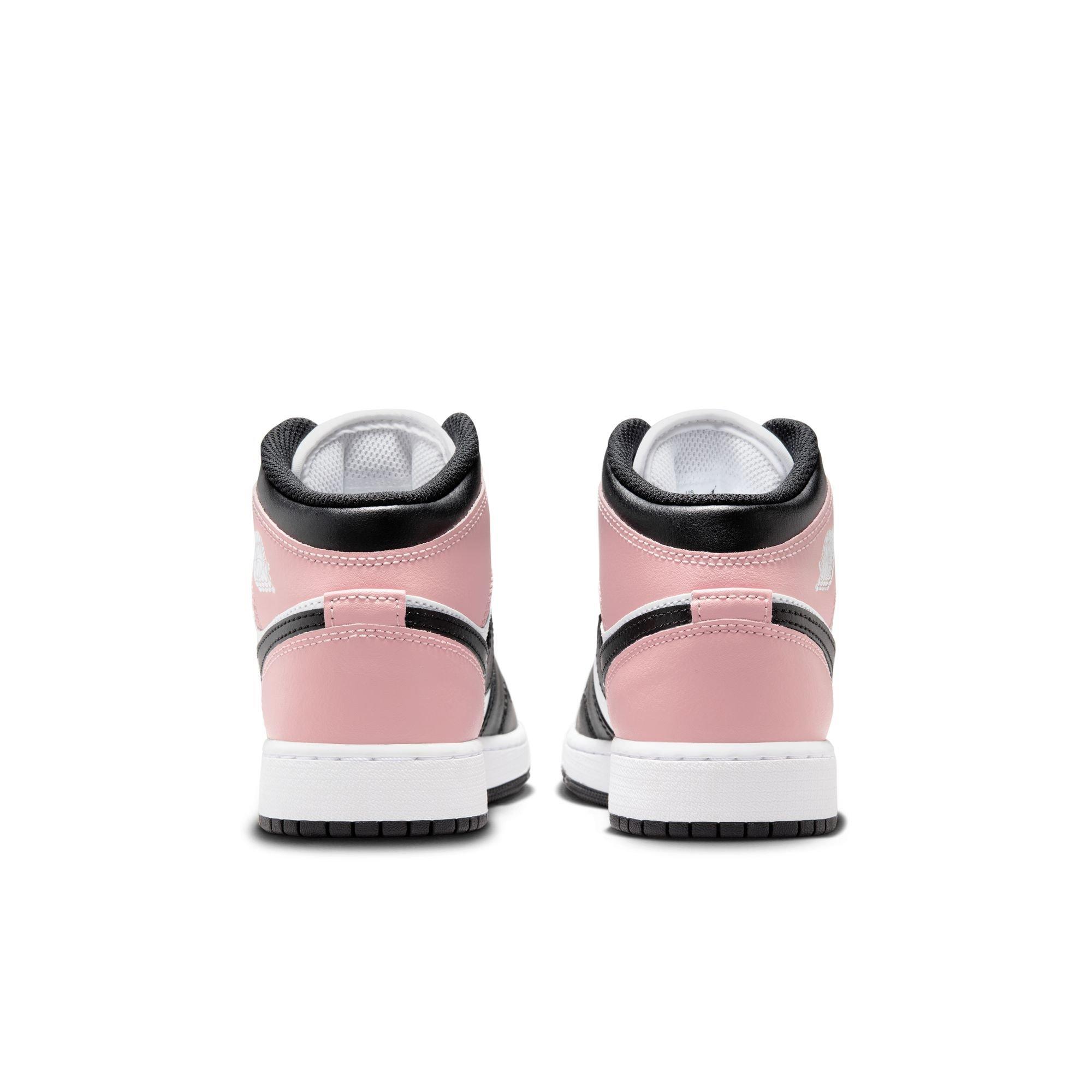 Jordan 1 Mid Grade School Girls' "White/Black/Rust Pink" Shoe