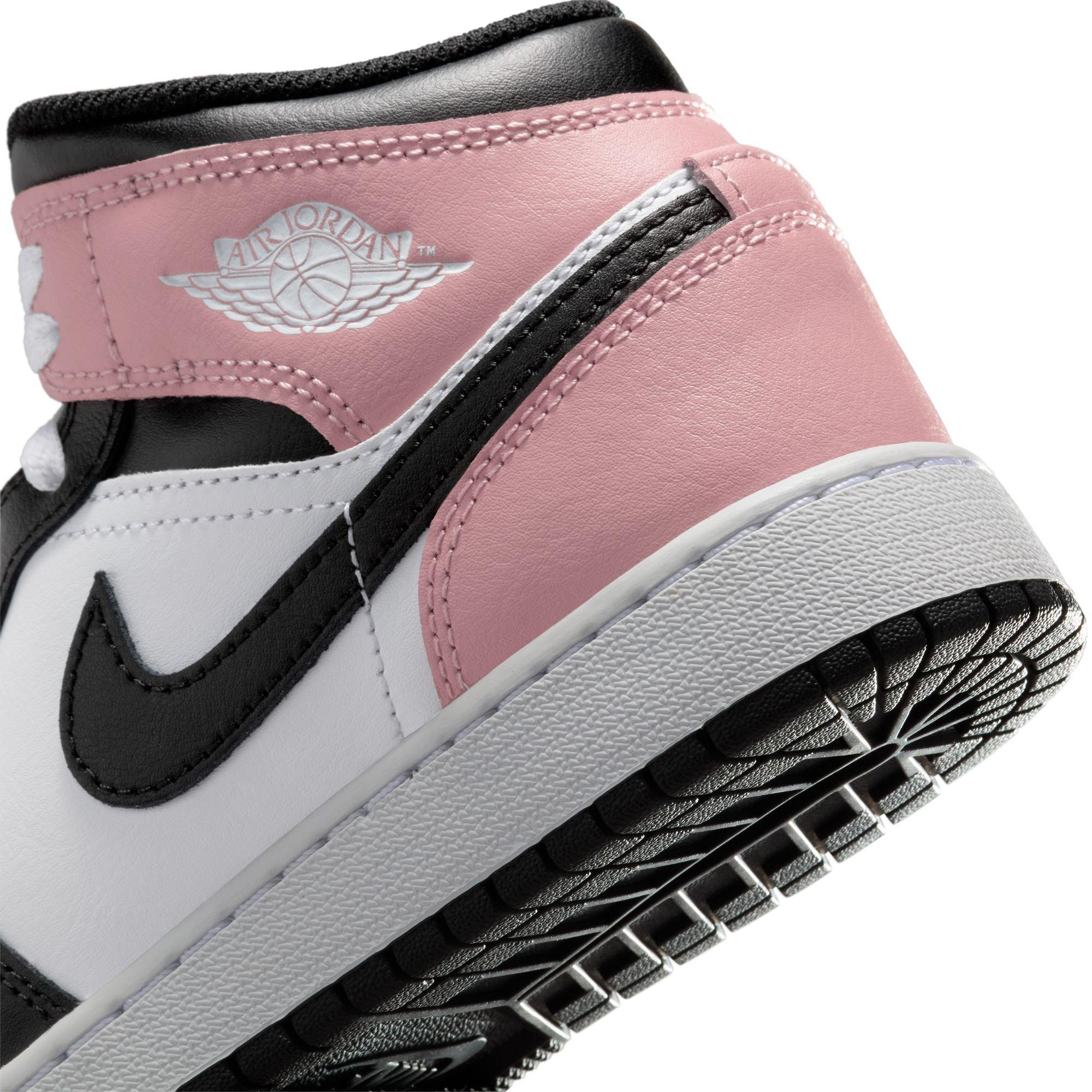 Jordan 1 Mid Grade School Girls' "White/Black/Rust Pink" Shoe