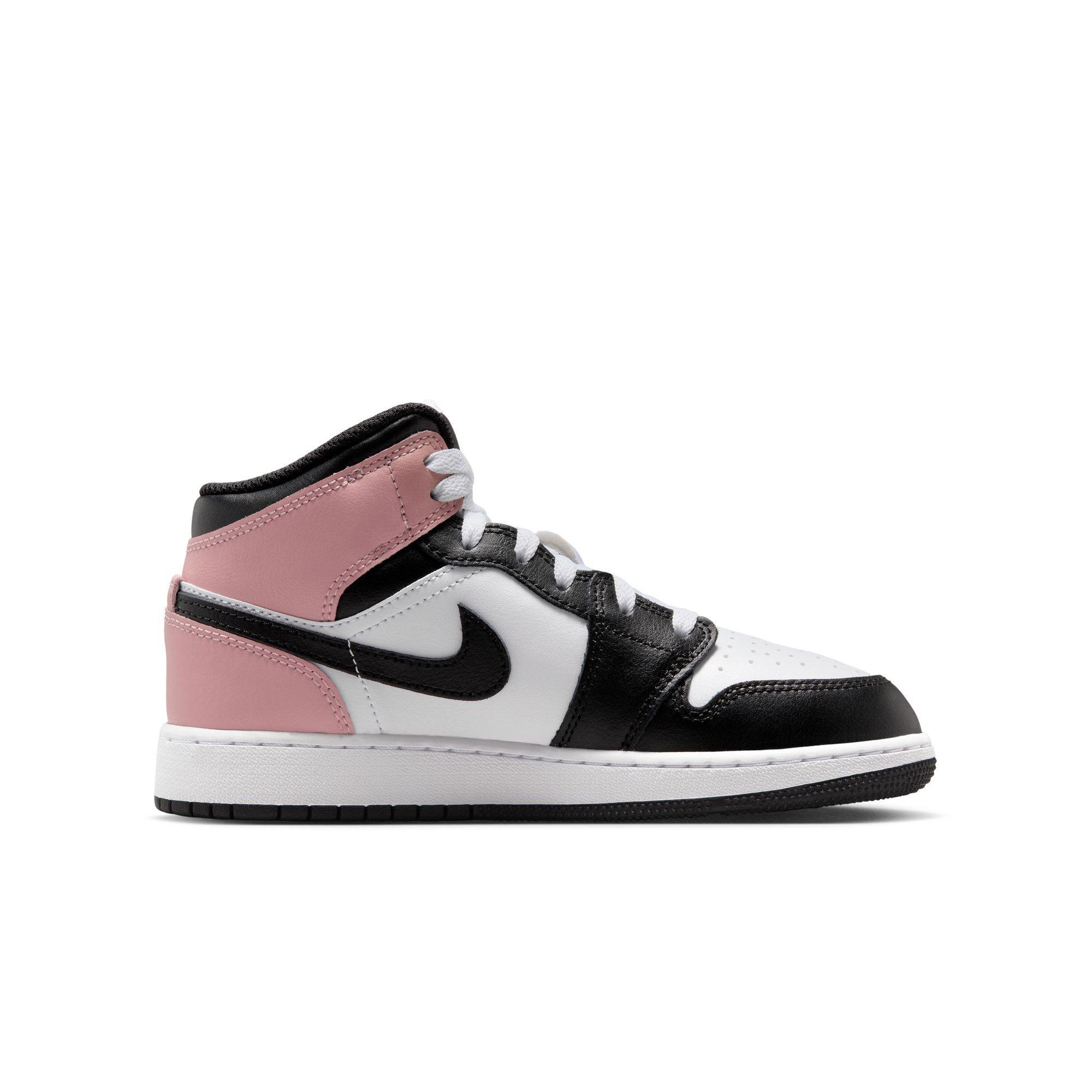Jordan 1 Mid Grade School Girls' "White/Black/Rust Pink" Shoe