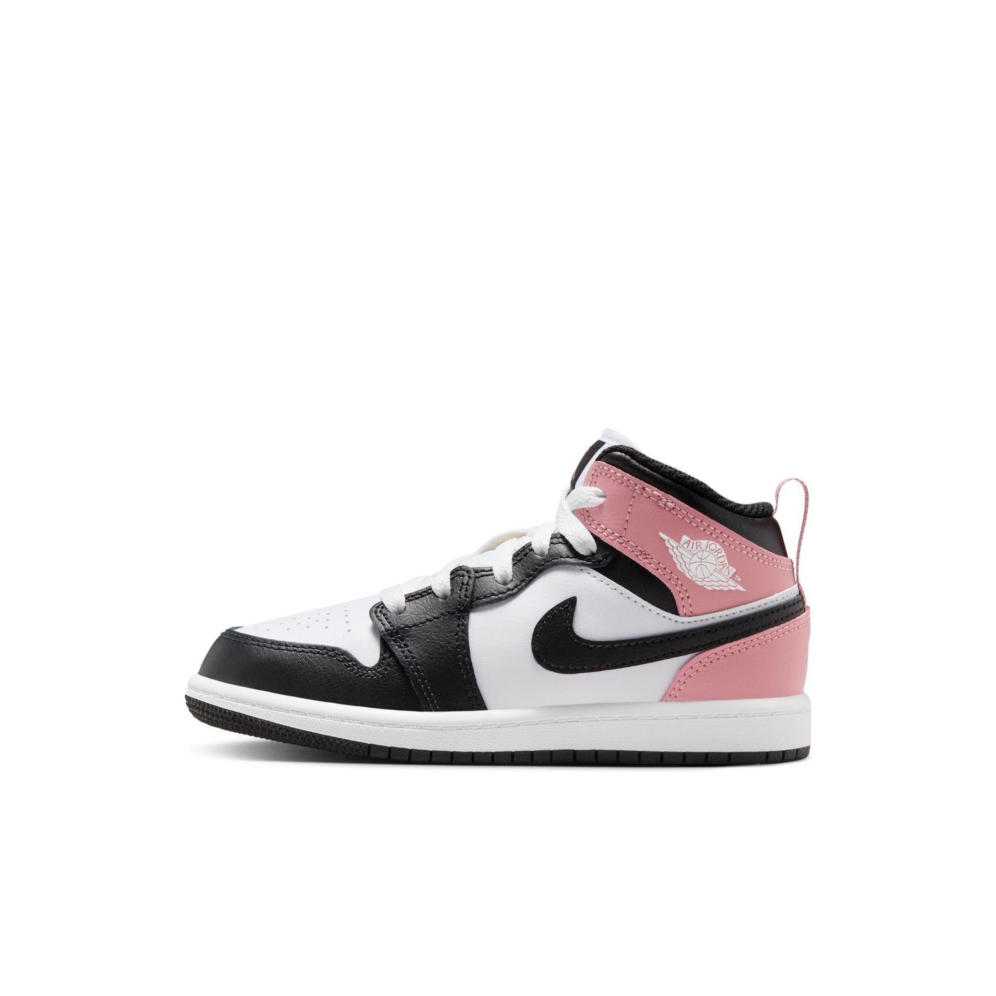 Jordan 1 Mid Preschool Girls' "White/Black/Rust Pink" Shoe