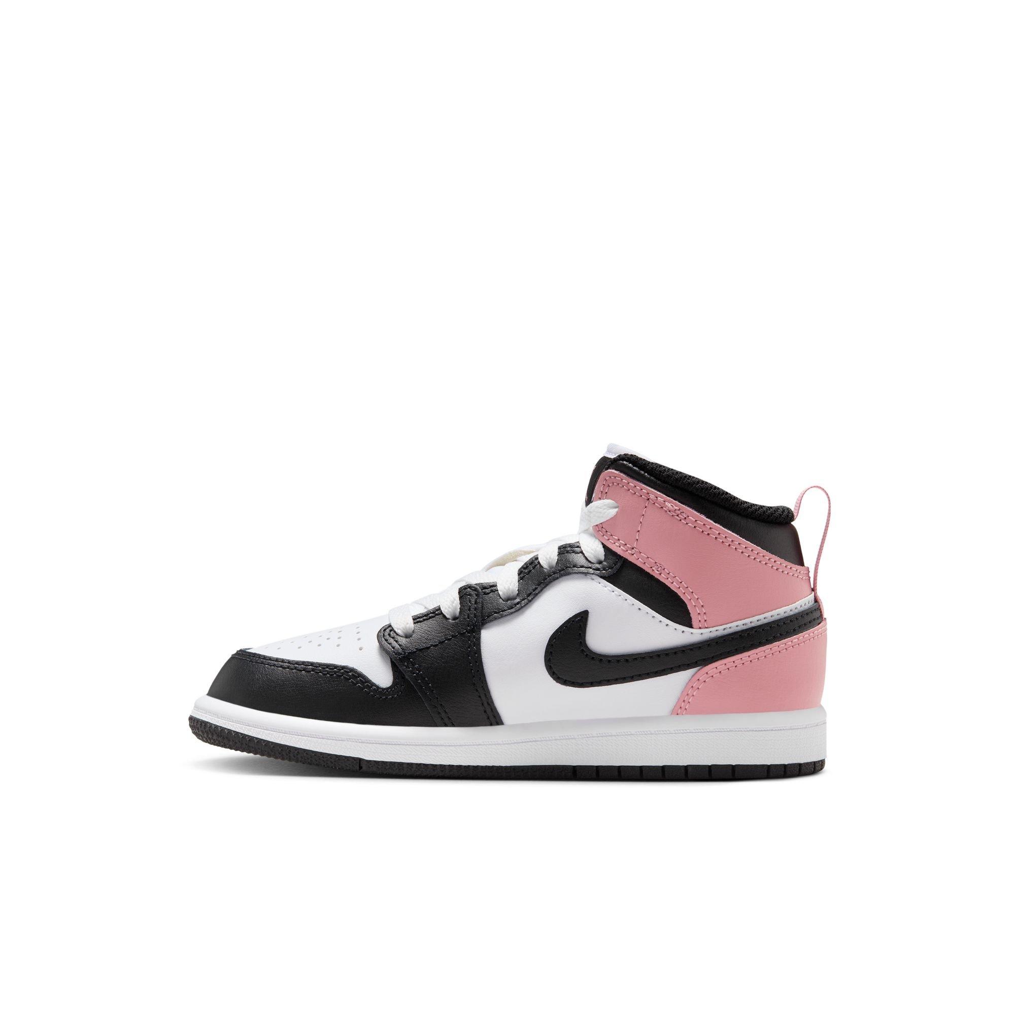 Jordan 1 Mid Preschool Girls' "White/Black/Rust Pink" Shoe