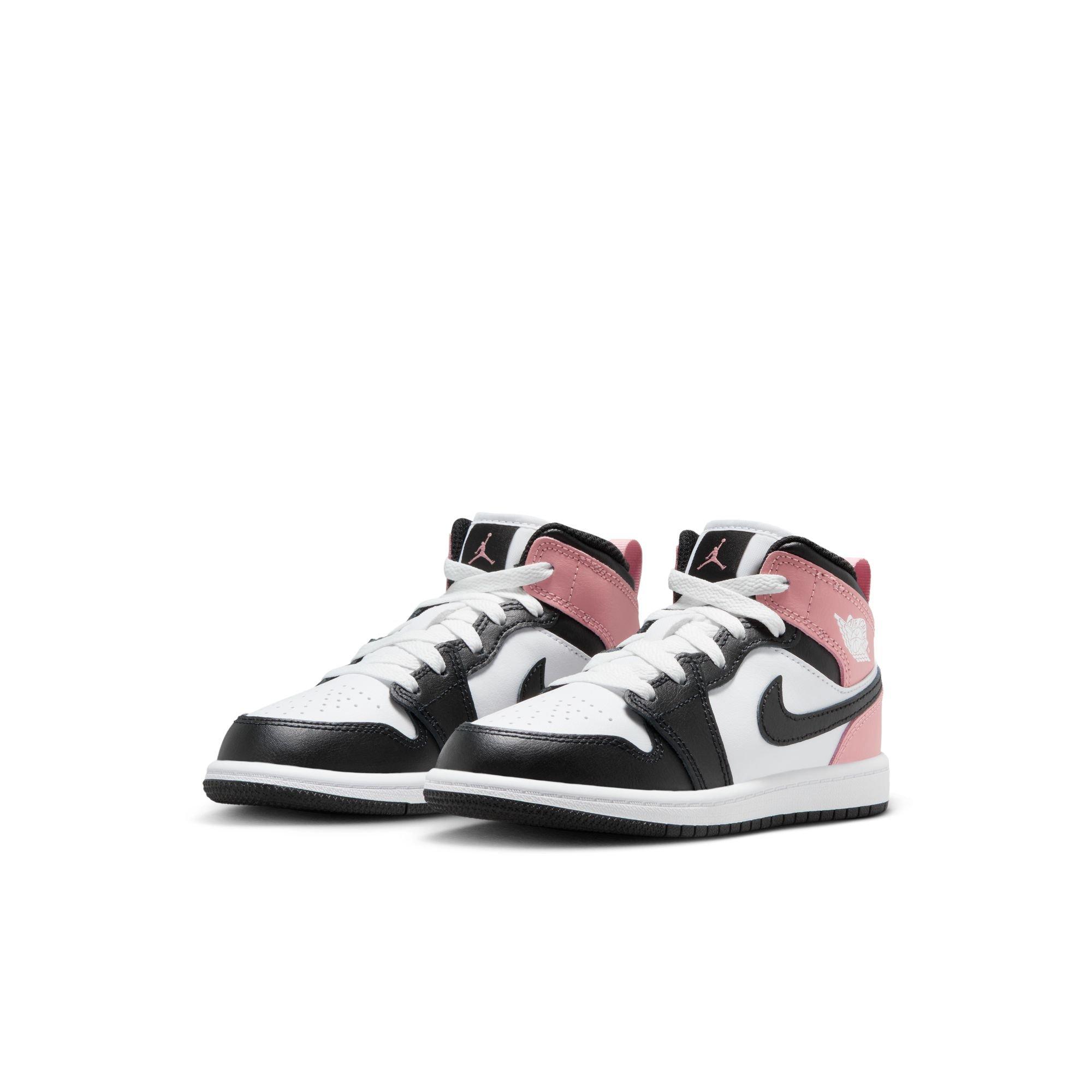 Jordan 1 Mid Preschool Girls' "White/Black/Rust Pink" Shoe