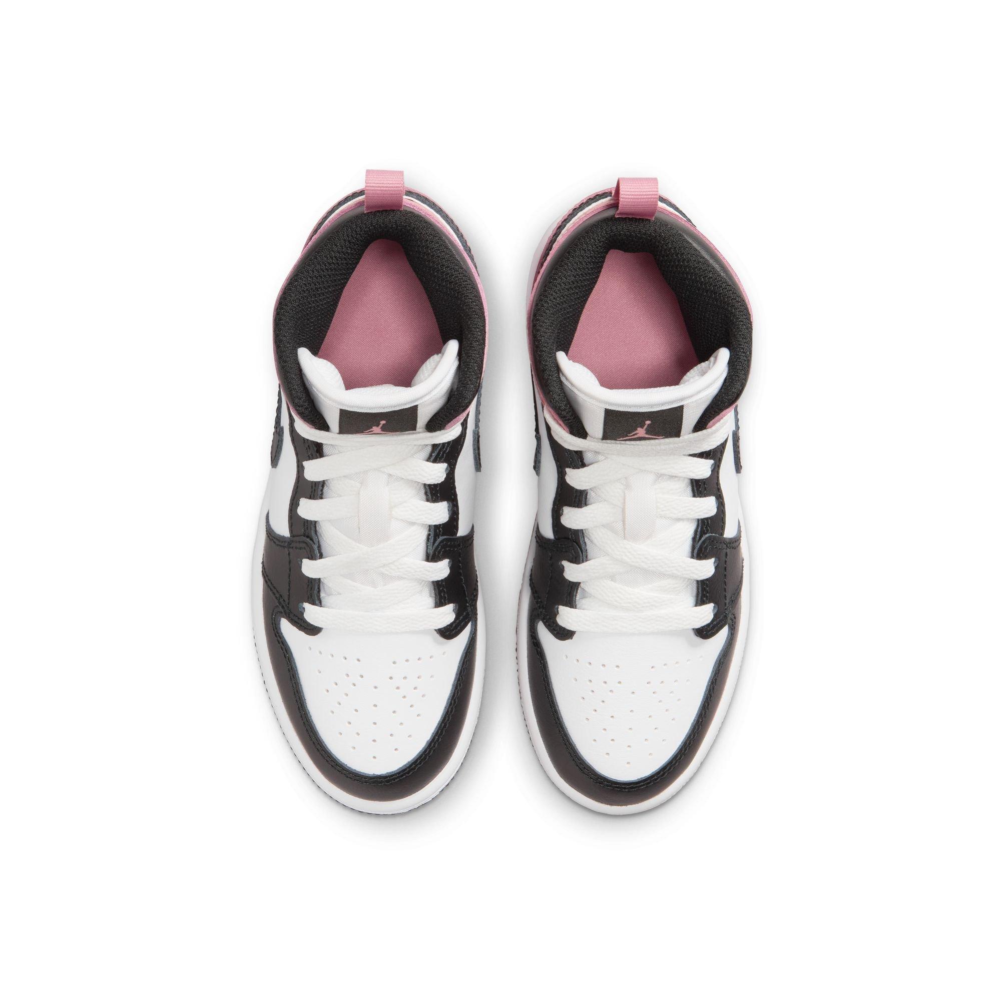 Jordan 1 Mid Preschool Girls' "White/Black/Rust Pink" Shoe