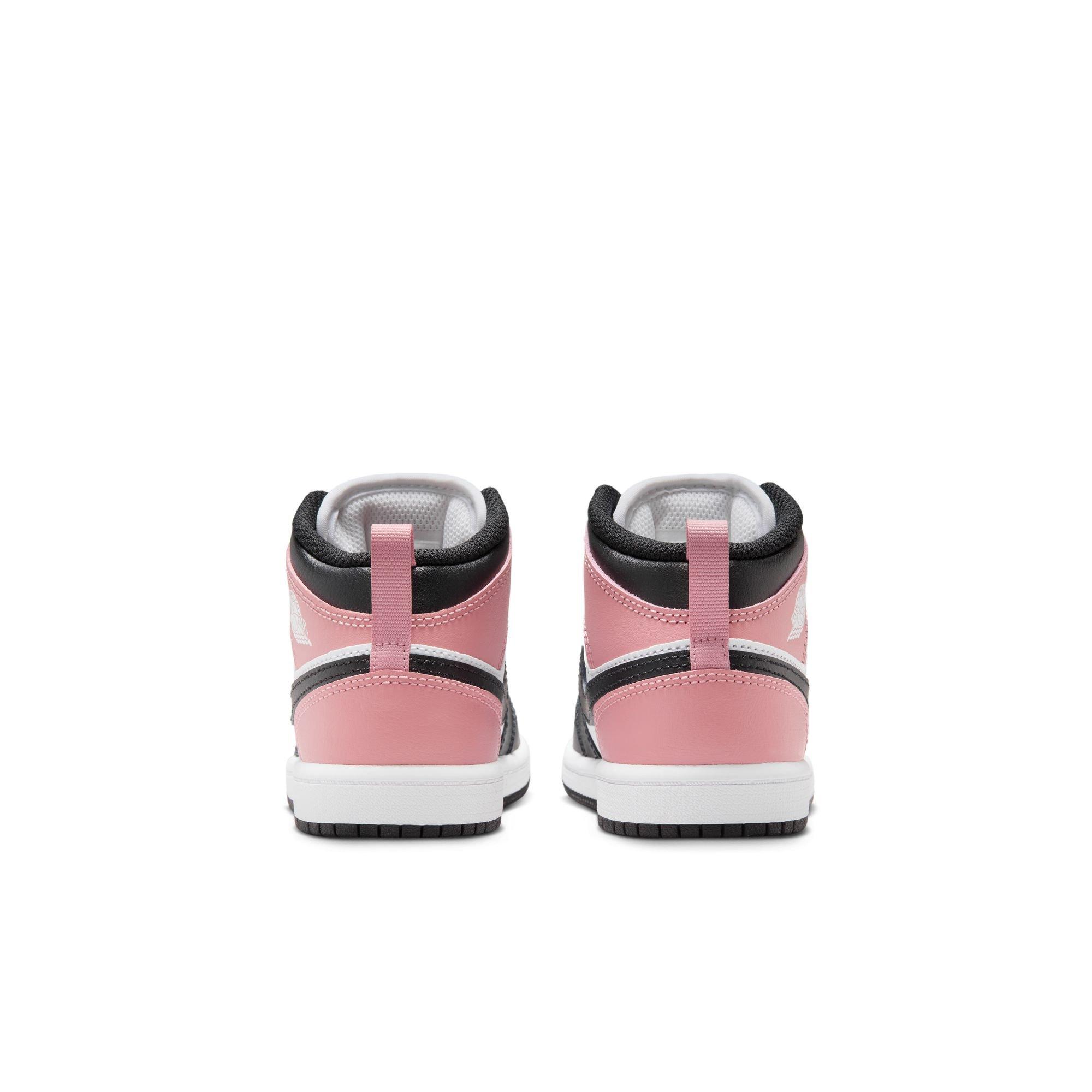 Jordan 1 Mid Preschool Girls' "White/Black/Rust Pink" Shoe