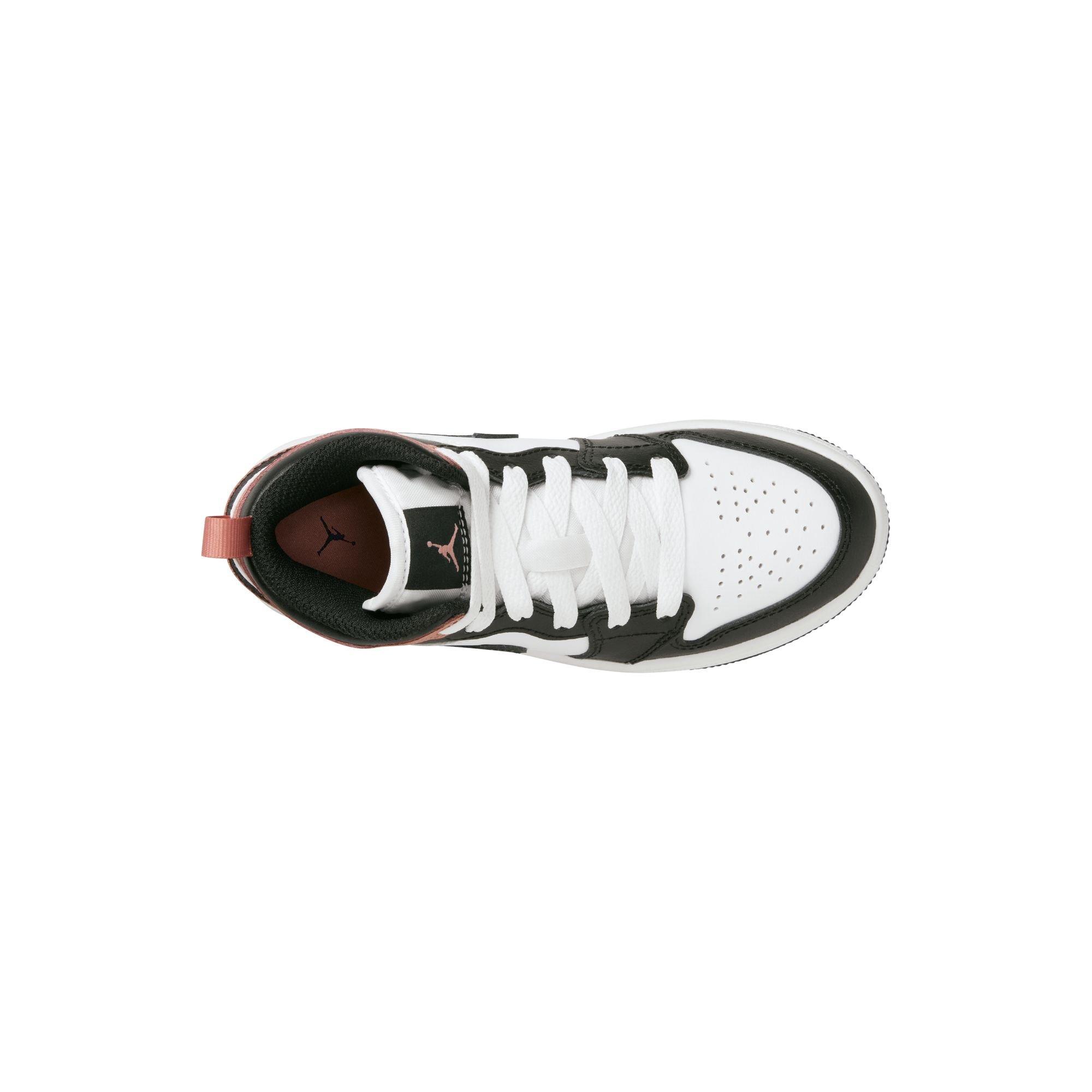 Jordan 1 Mid Preschool Girls' "White/Black/Rust Pink" Shoe