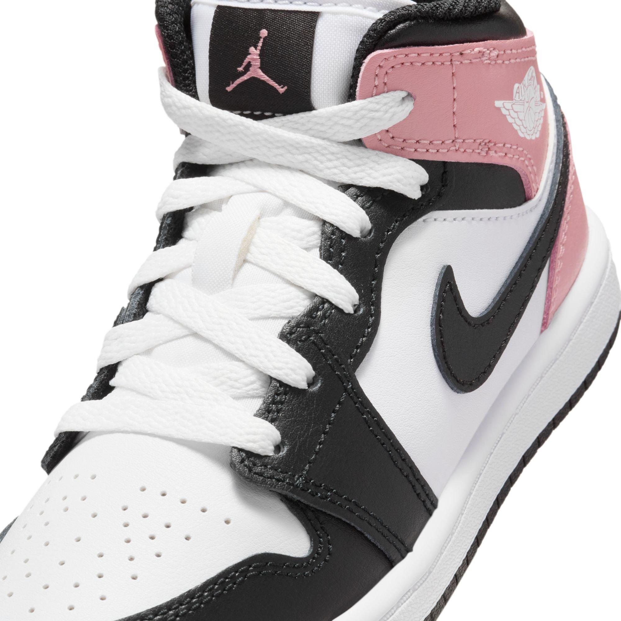 Jordan 1 Mid Preschool Girls' "White/Black/Rust Pink" Shoe