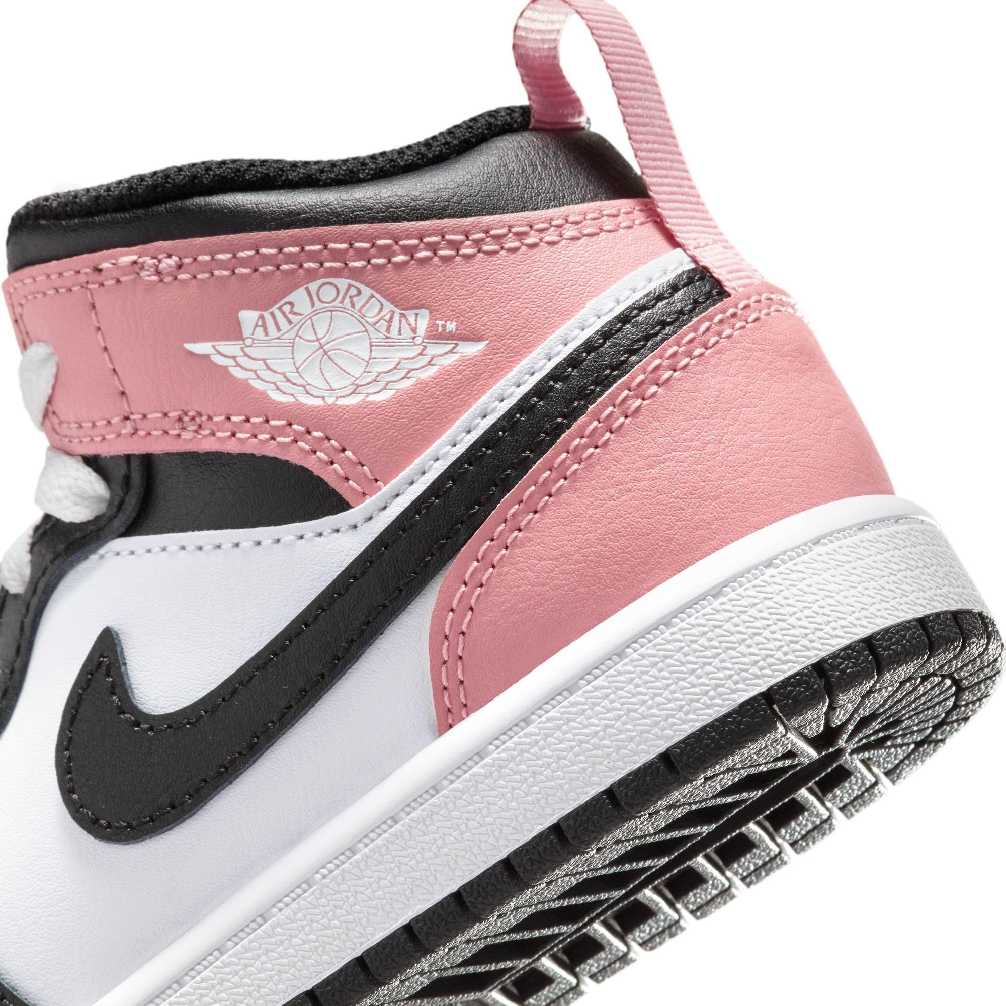 Jordan 1 Mid Preschool Girls' "White/Black/Rust Pink" Shoe