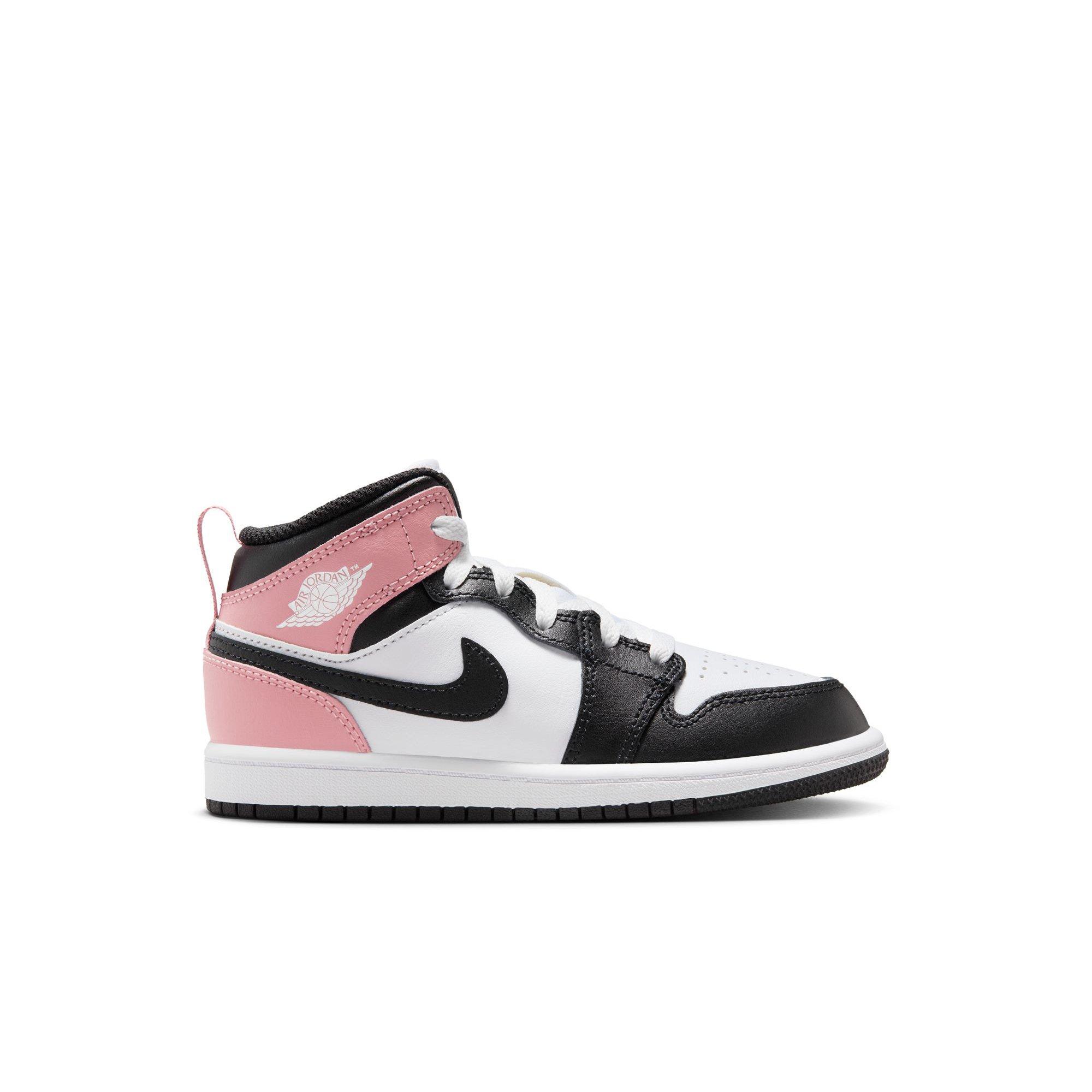 Jordan 1 Mid "White/Black/Rust Pink" Preschool Girls' Shoe - BLACK/PINK