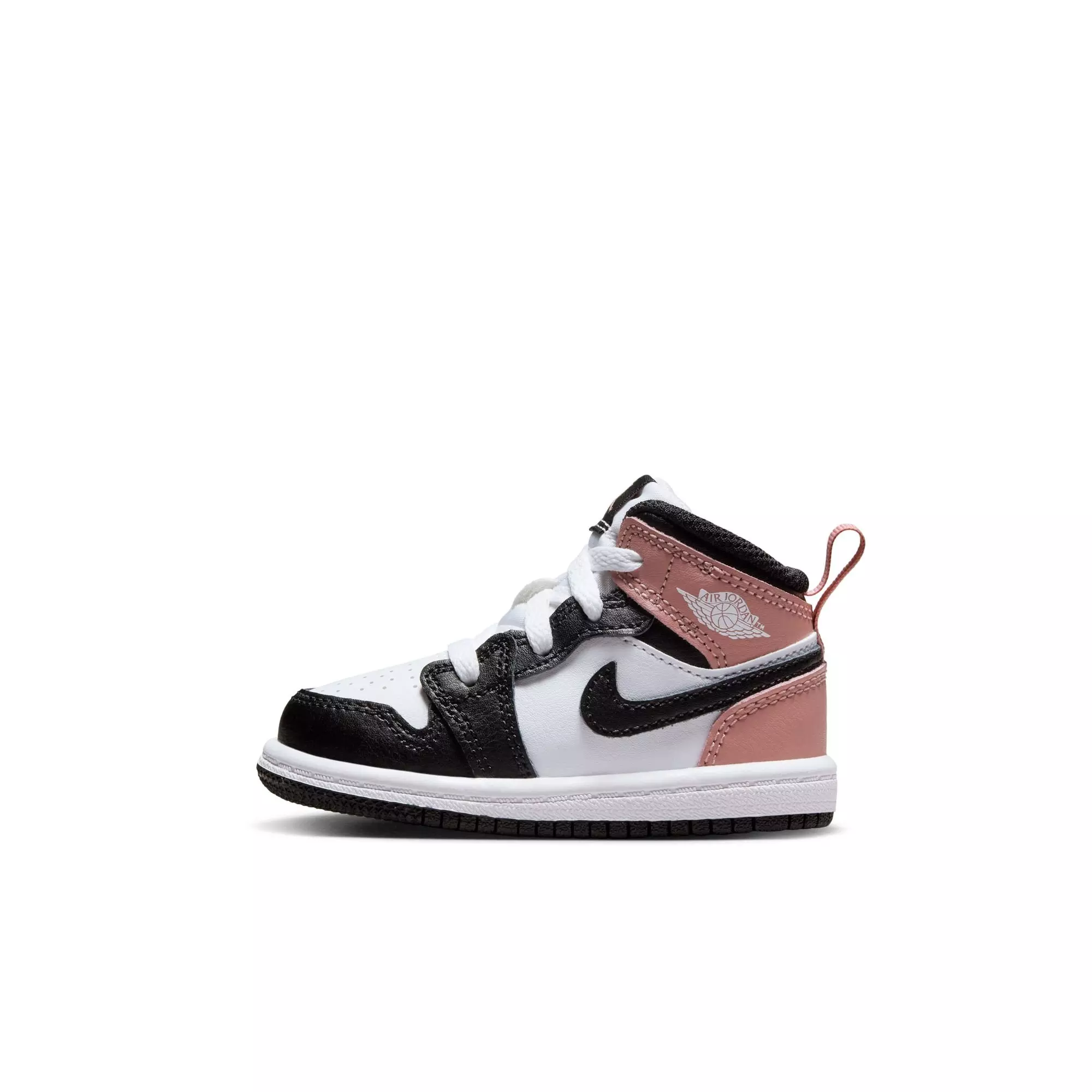Jordan 1 Mid "White/Black/Rust Pink" Toddler Girls' Shoe - BLACK/PINK