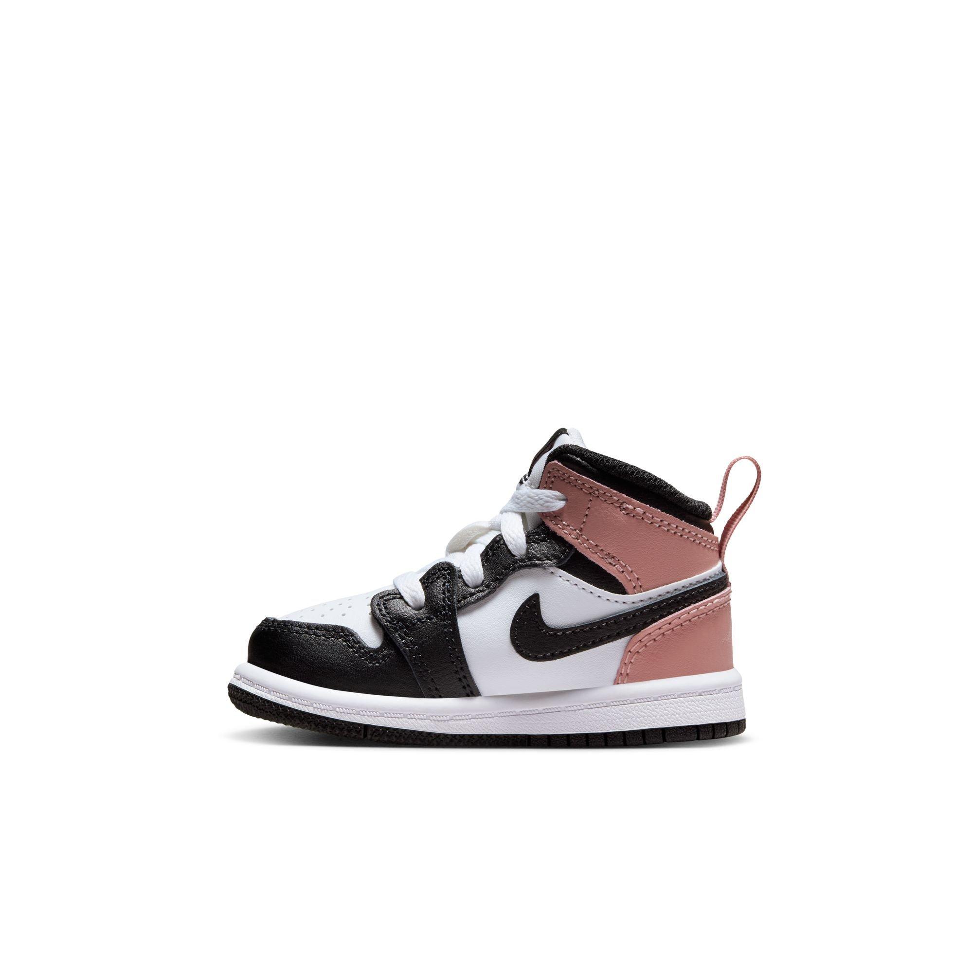 Jordan 1 Mid Toddler Girls' "White/Black/Rust Pink" Shoe