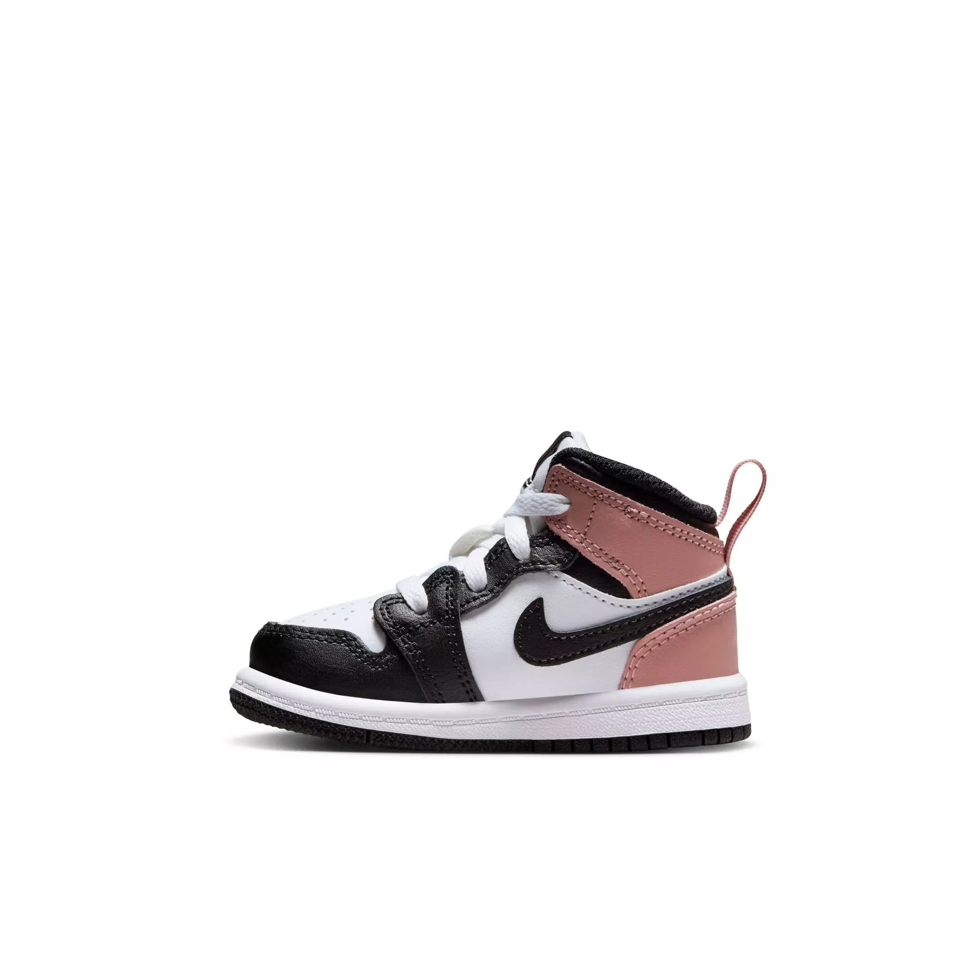 Jordan 1 Mid "White/Black/Rust Pink" Toddler Girls' Shoe - BLACK/PINK
