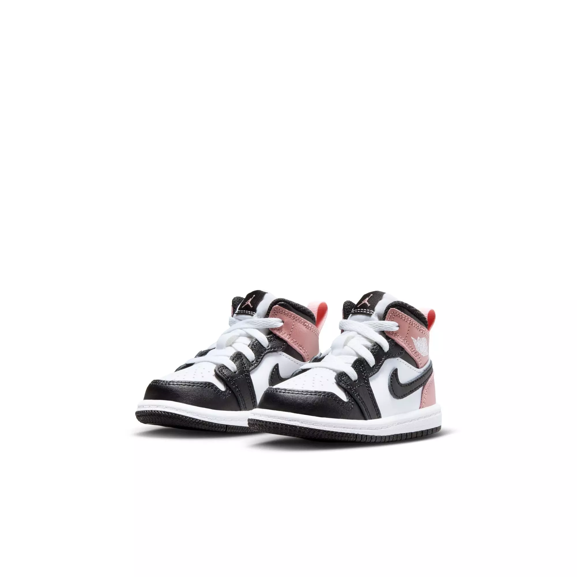 Jordan 1 Mid "White/Black/Rust Pink" Toddler Girls' Shoe - BLACK/PINK