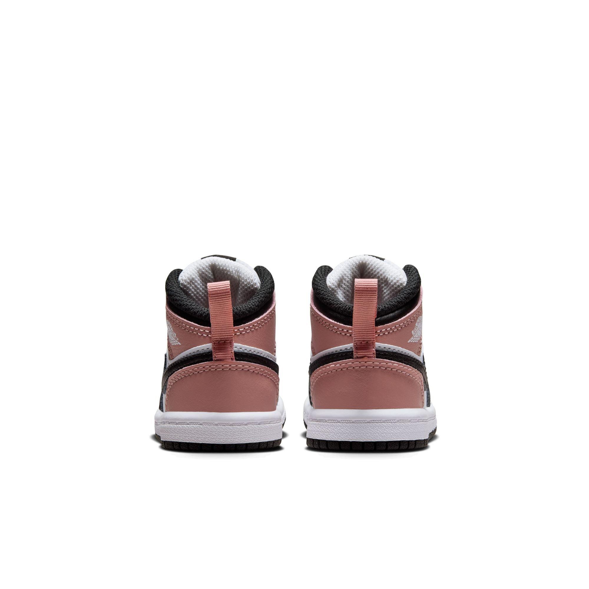 Jordan 1 Mid Toddler Girls' "White/Black/Rust Pink" Shoe