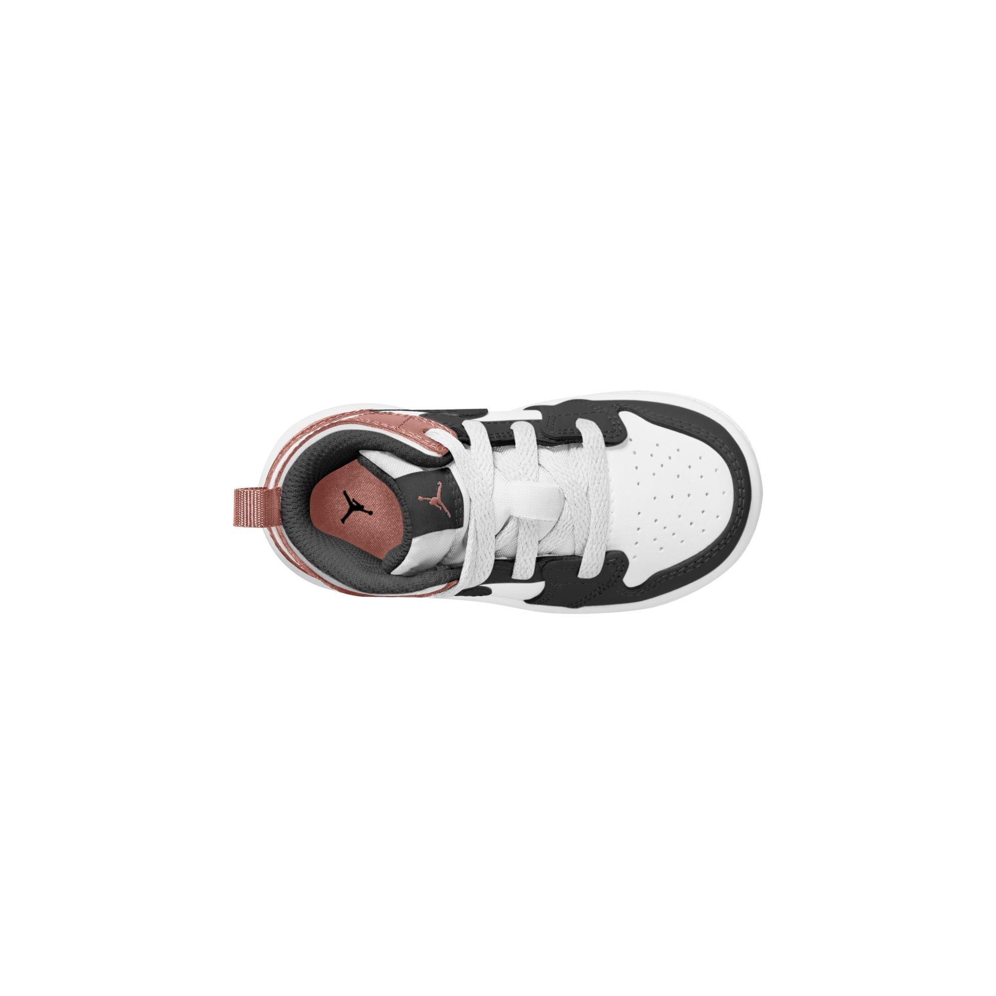 Jordan 1 Mid Toddler Girls' "White/Black/Rust Pink" Shoe