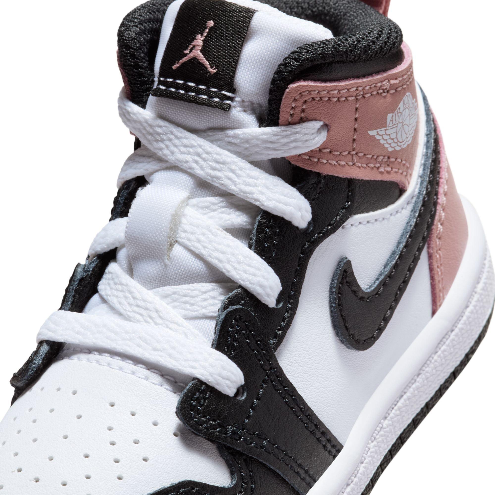 Jordan 1 Mid Toddler Girls' "White/Black/Rust Pink" Shoe