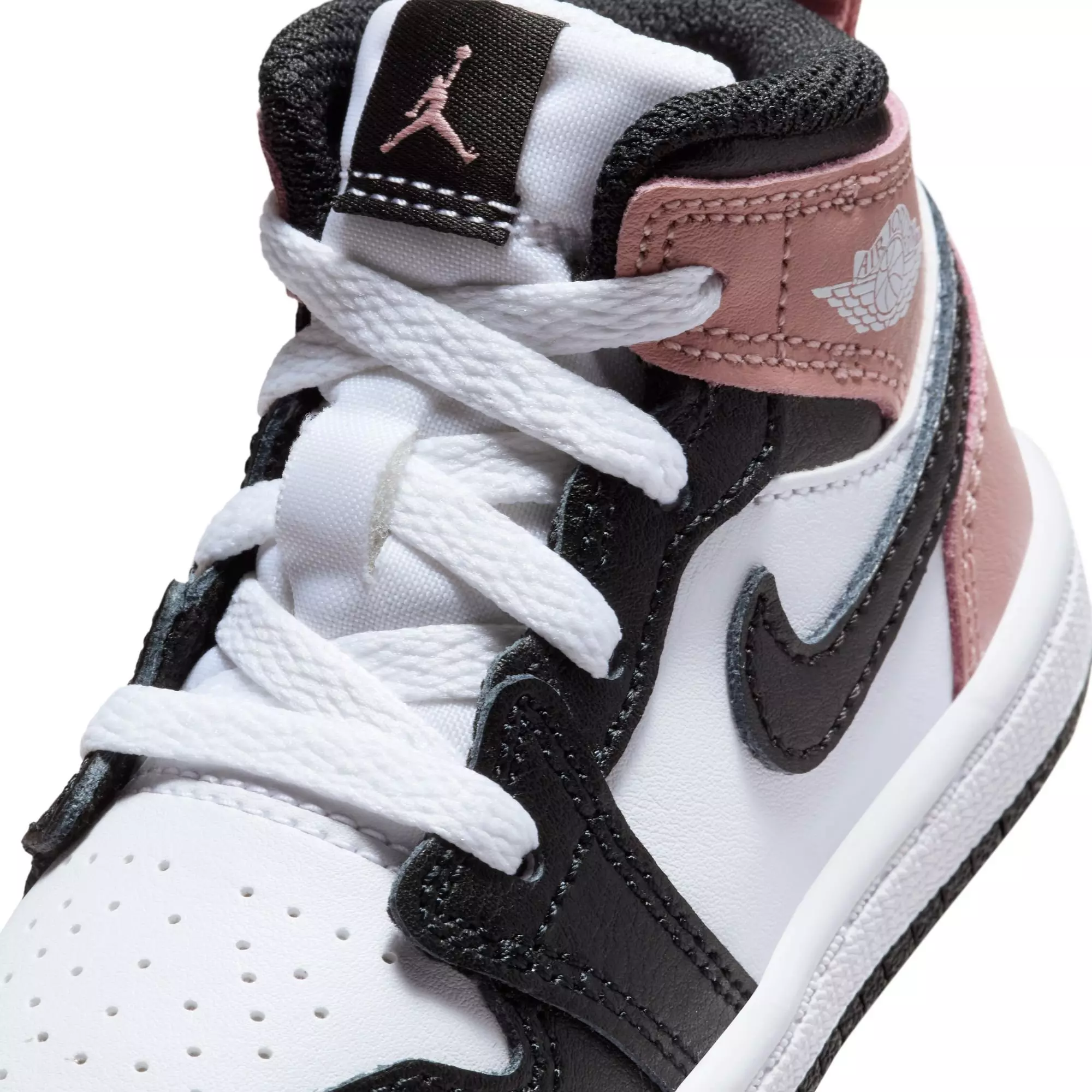 Jordan 1 Mid "White/Black/Rust Pink" Toddler Girls' Shoe - BLACK/PINK