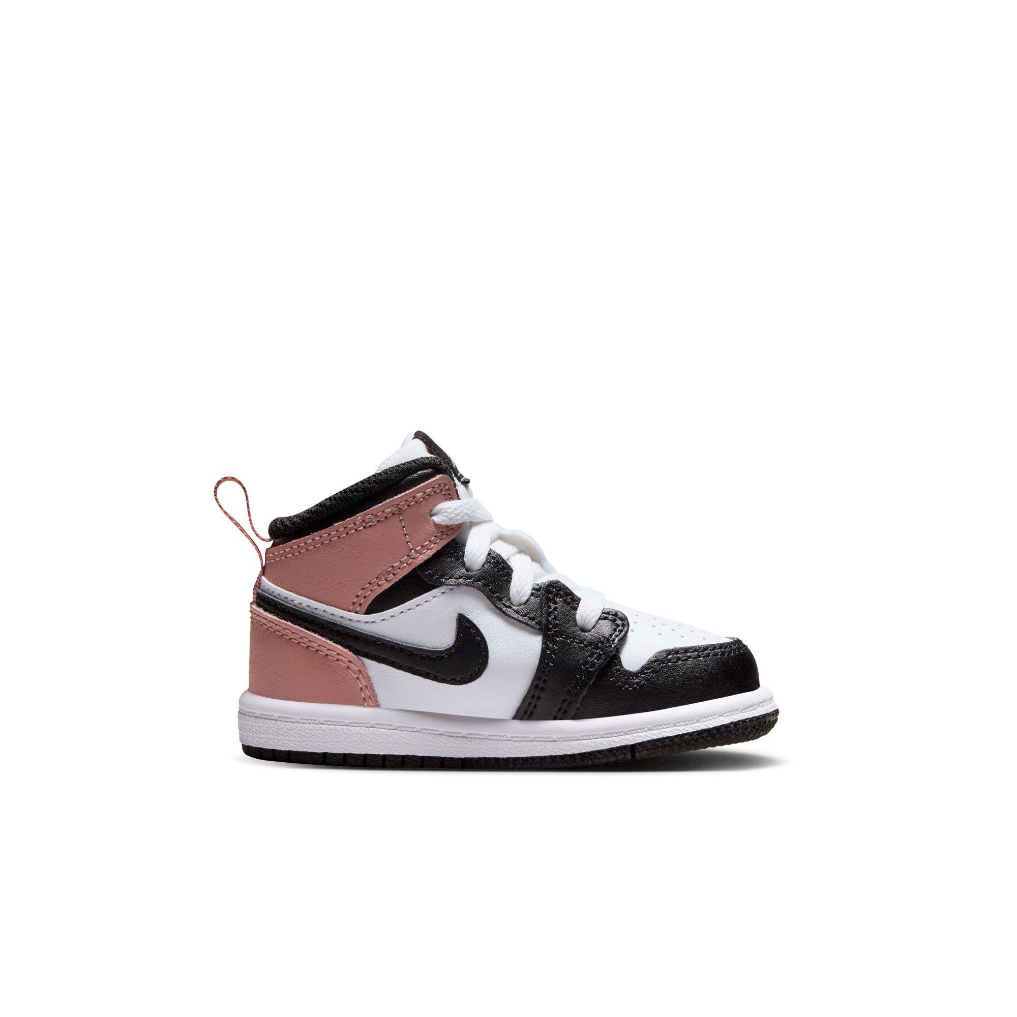 Jordan 1 Mid Toddler Girls' "White/Black/Rust Pink" Shoe