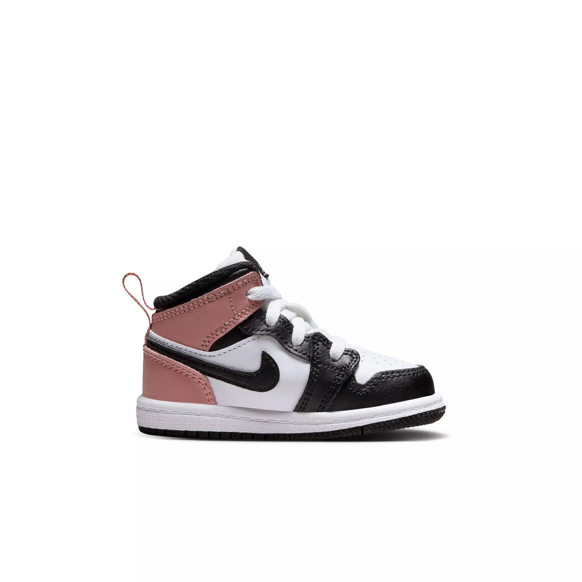 Jordan 1 Mid "White/Black/Rust Pink" Toddler Girls' Shoe - BLACK/PINK
