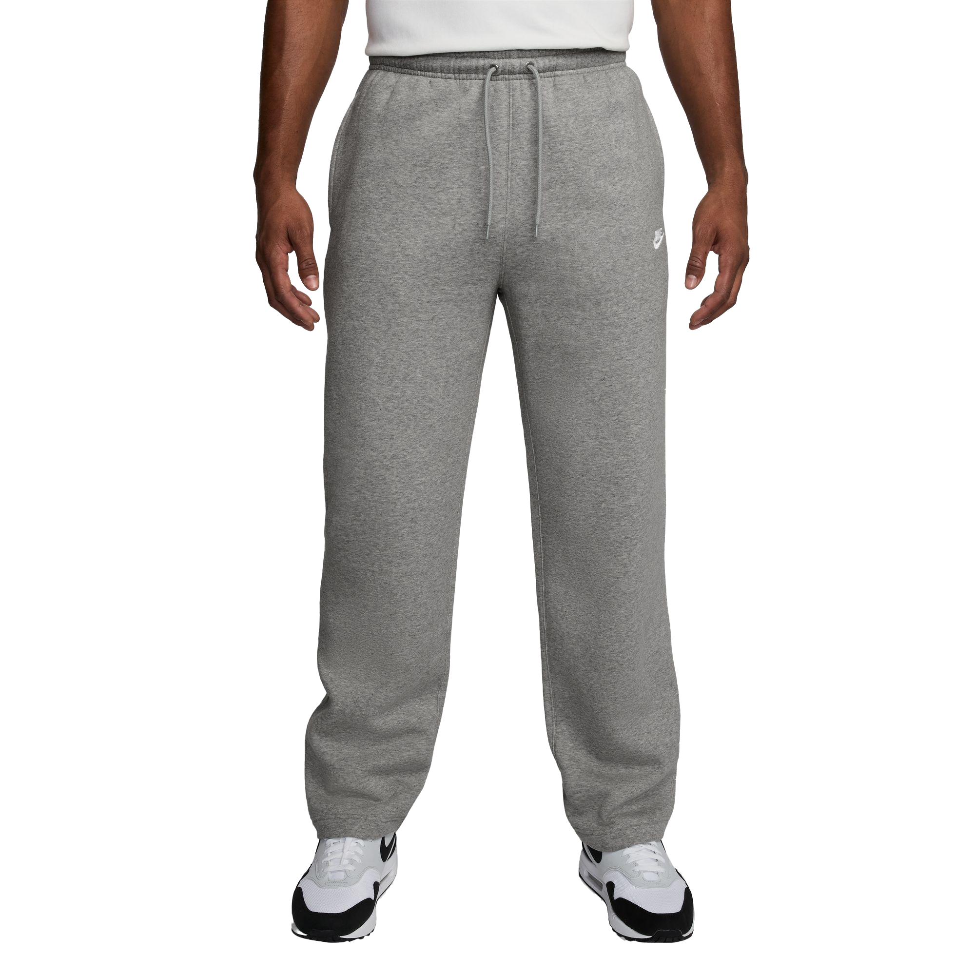Nike Men's Club Open Hem Brushed Fleece Pants - Grey - GREY Thumbnail View 1