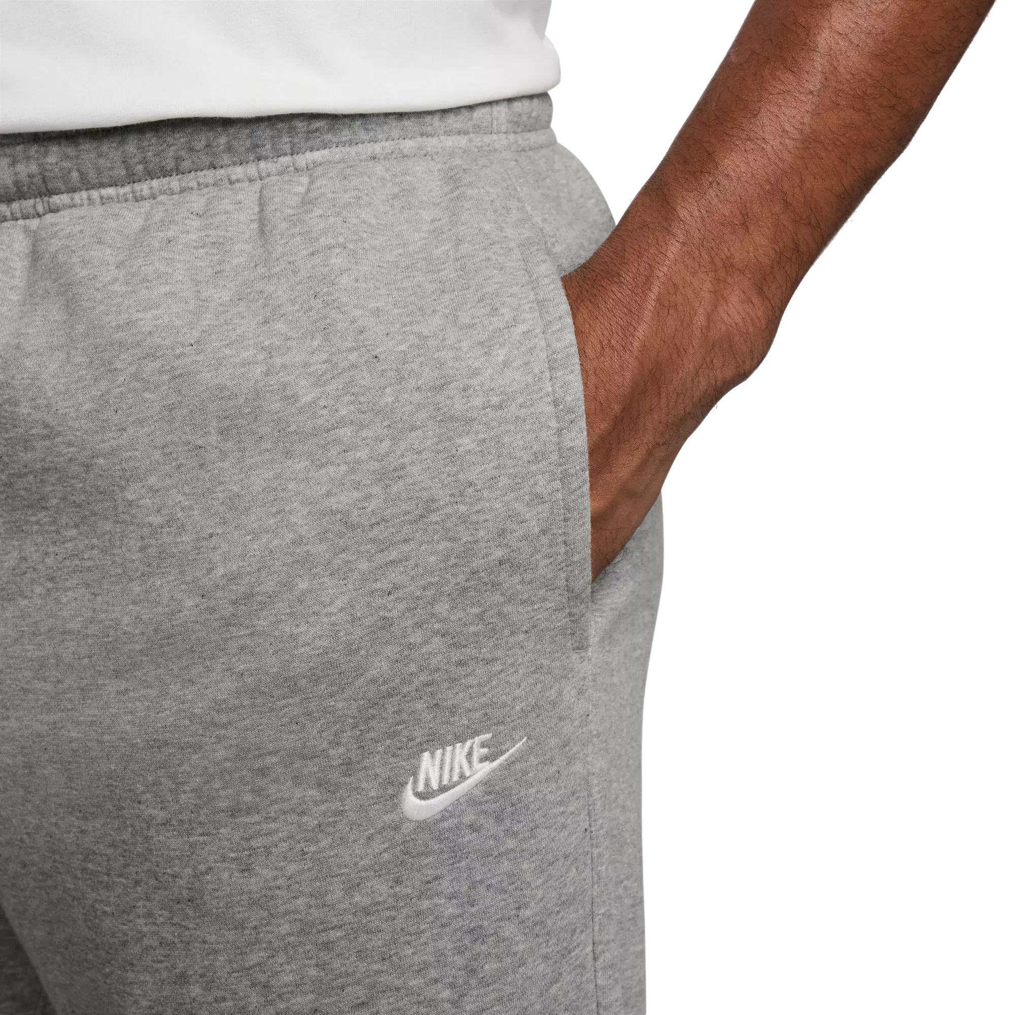 Nike Men's Club Open Hem Brushed Fleece Pants - Grey - GREY