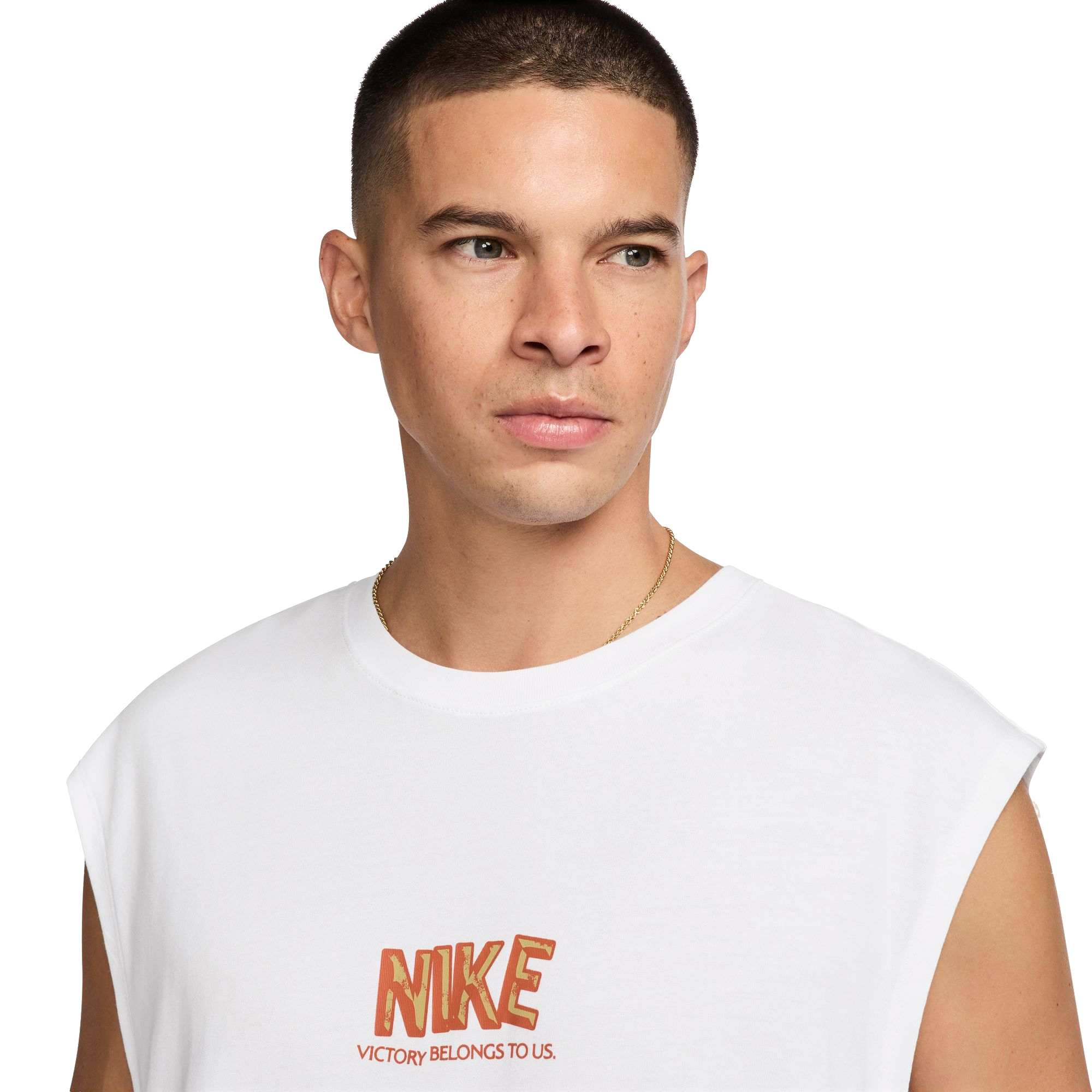 Nike Men's Sleveless Fitness Tee - WHITE Thumbnail View 3