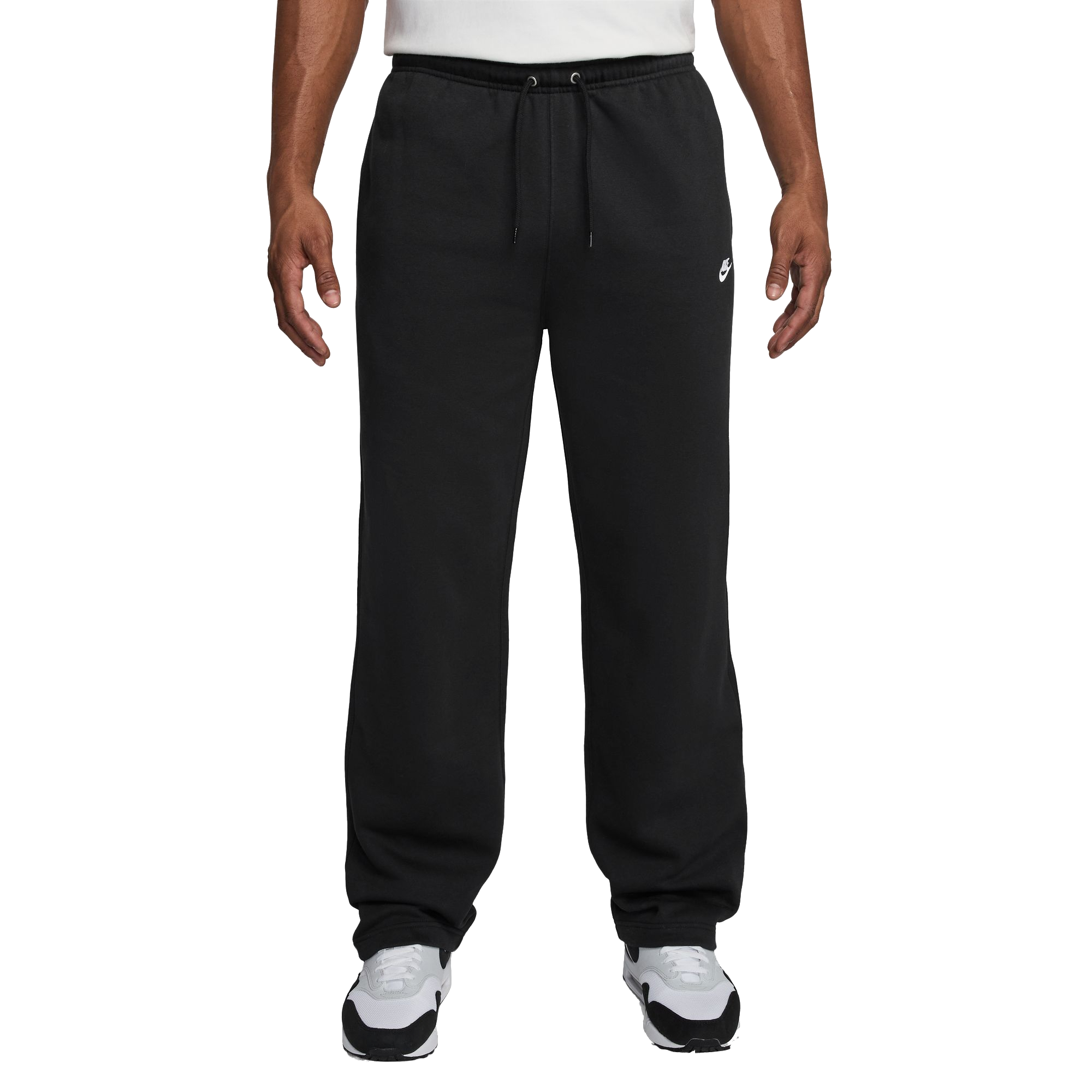 Nike Men's Club Open Hem Brushed Fleece Pants-Black - BLACK
