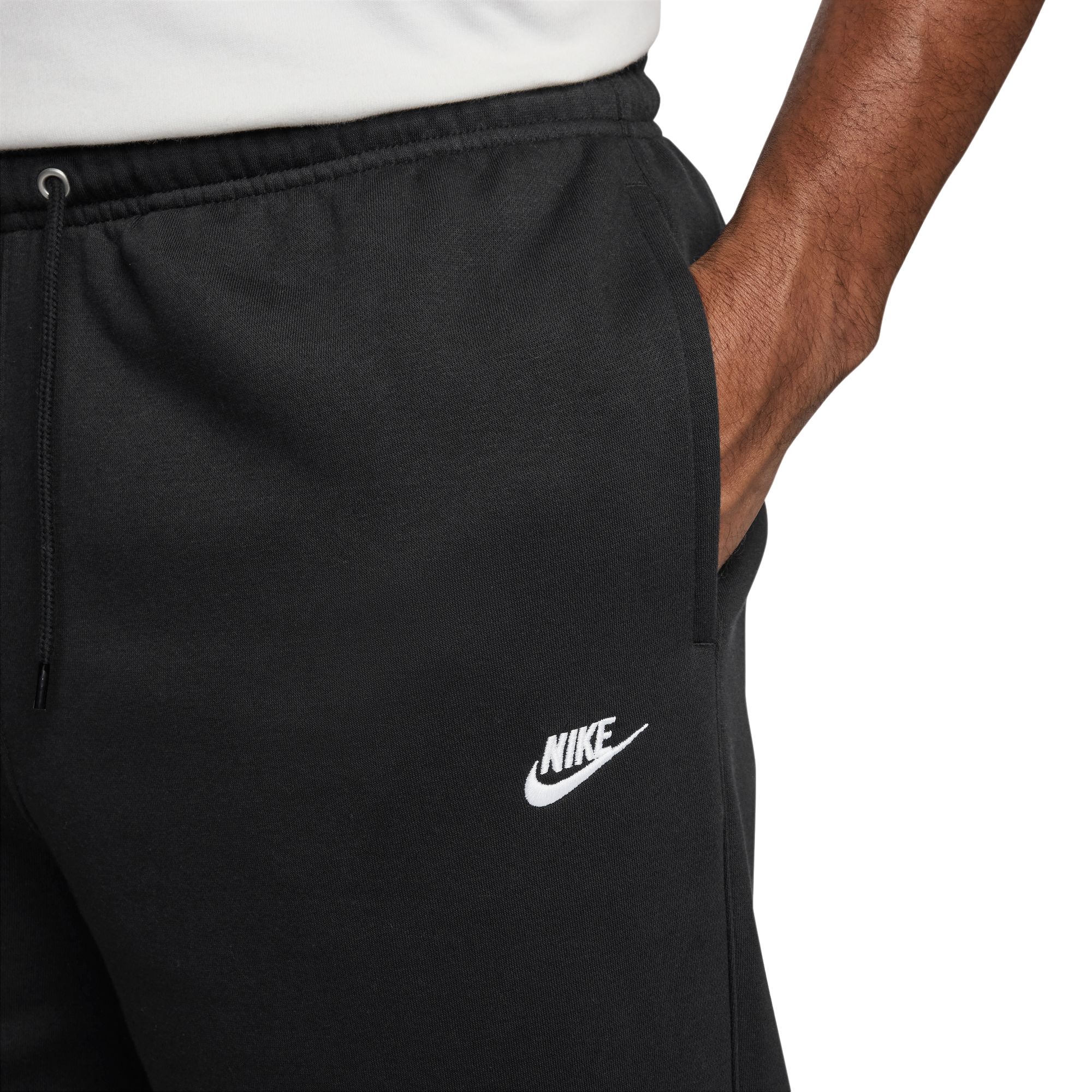 Nike Men's Club Open Hem Brushed Fleece Pants - Black - BLACK Thumbnail View 3