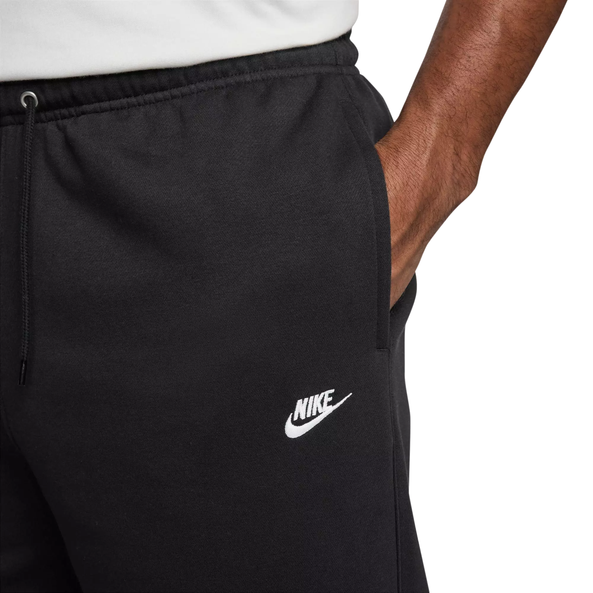 Nike Men's Club Open Hem Brushed Fleece Pants-Black - BLACK