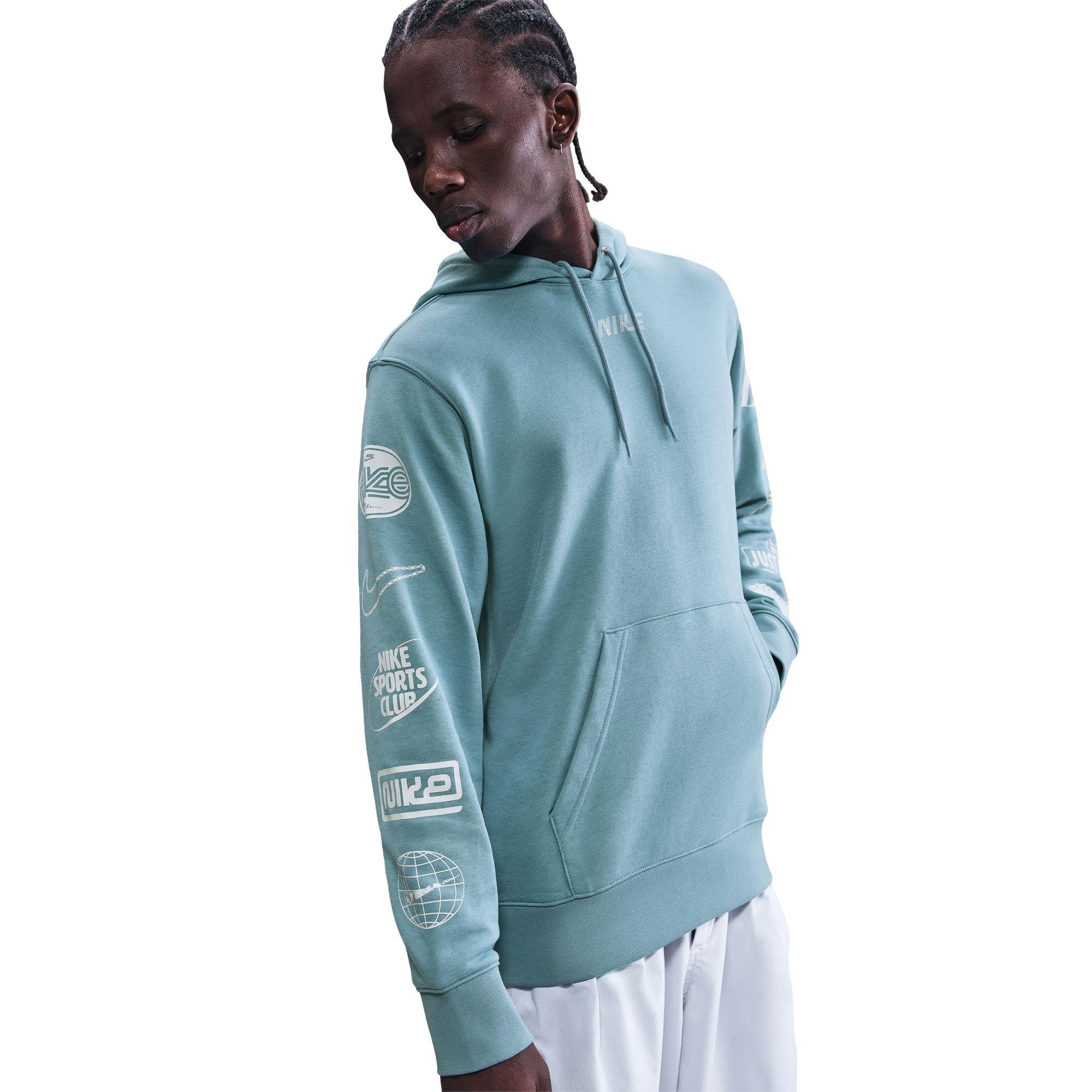Nike Men's Club Pull-Over French Terry Hoodie - BLUE Thumbnail View 3