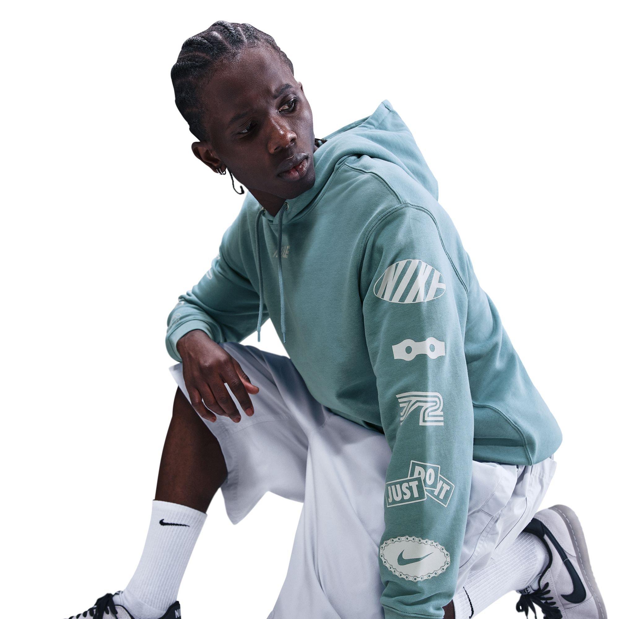 Nike Men's Club Pull-Over French Terry Hoodie - BLUE Thumbnail View 5