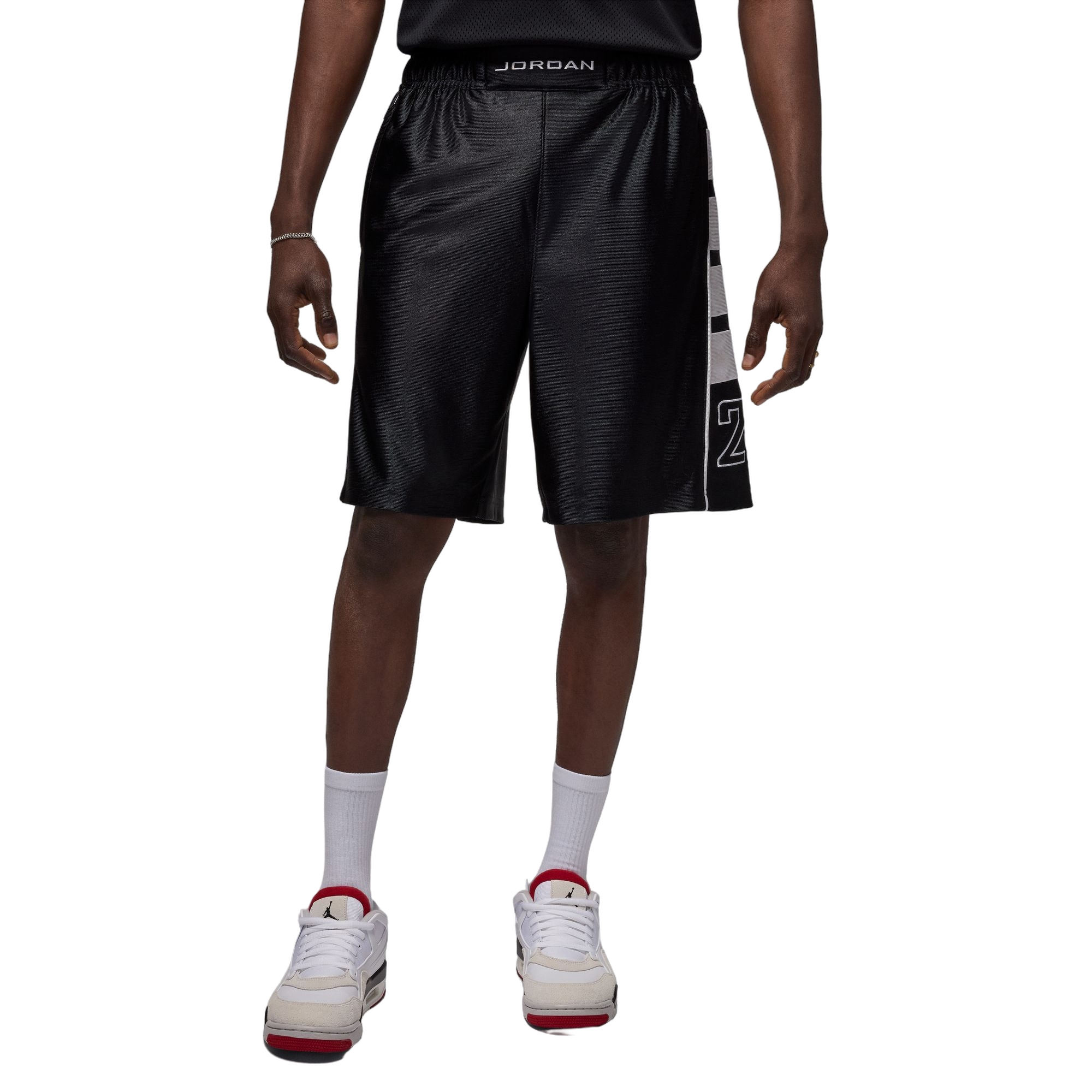 Jordan Men's Brooklyn Cat Scratch Shorts - BLACK/WHITE Thumbnail View 3