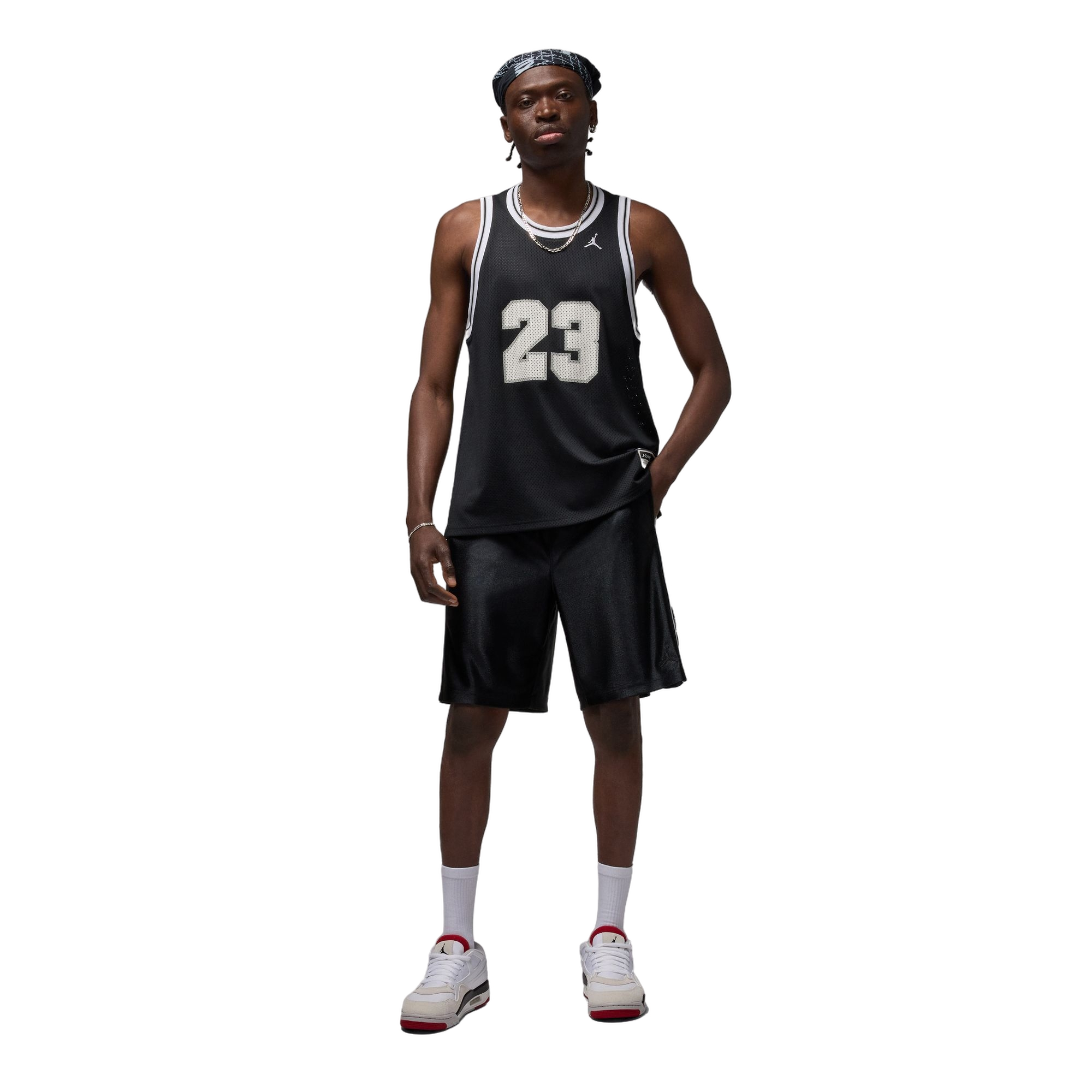 Jordan Men's Brooklyn Cat Scratch Shorts - BLACK/WHITE Thumbnail View 8