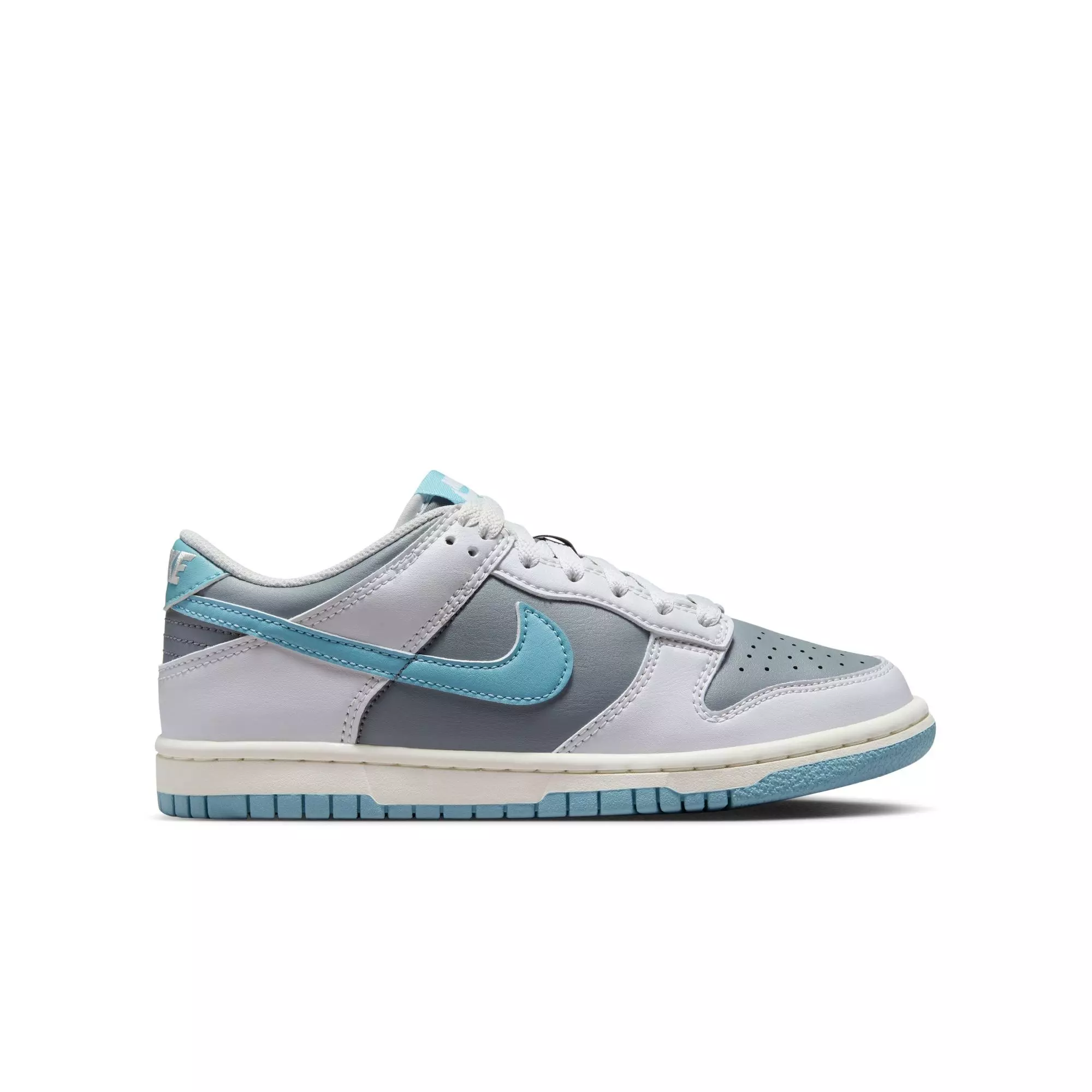 Nike Dunk Low "Photon Dust/Denim Turq/Smoke Grey/Sail" Grade School Boys' Shoe - GREY/BLUE