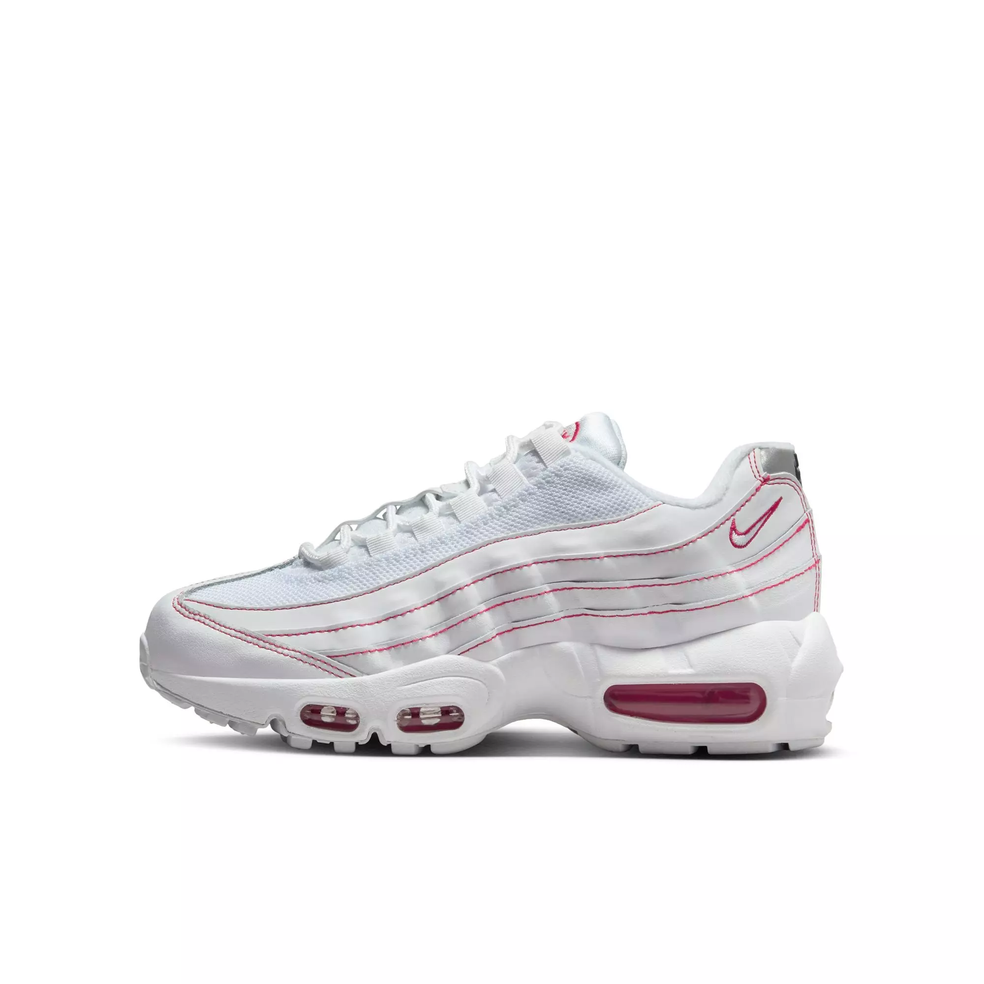Nike Air Max 95 Recraft "White/University Red/Wolf Grey" Grade School Boys' Shoe - WHITE/RED