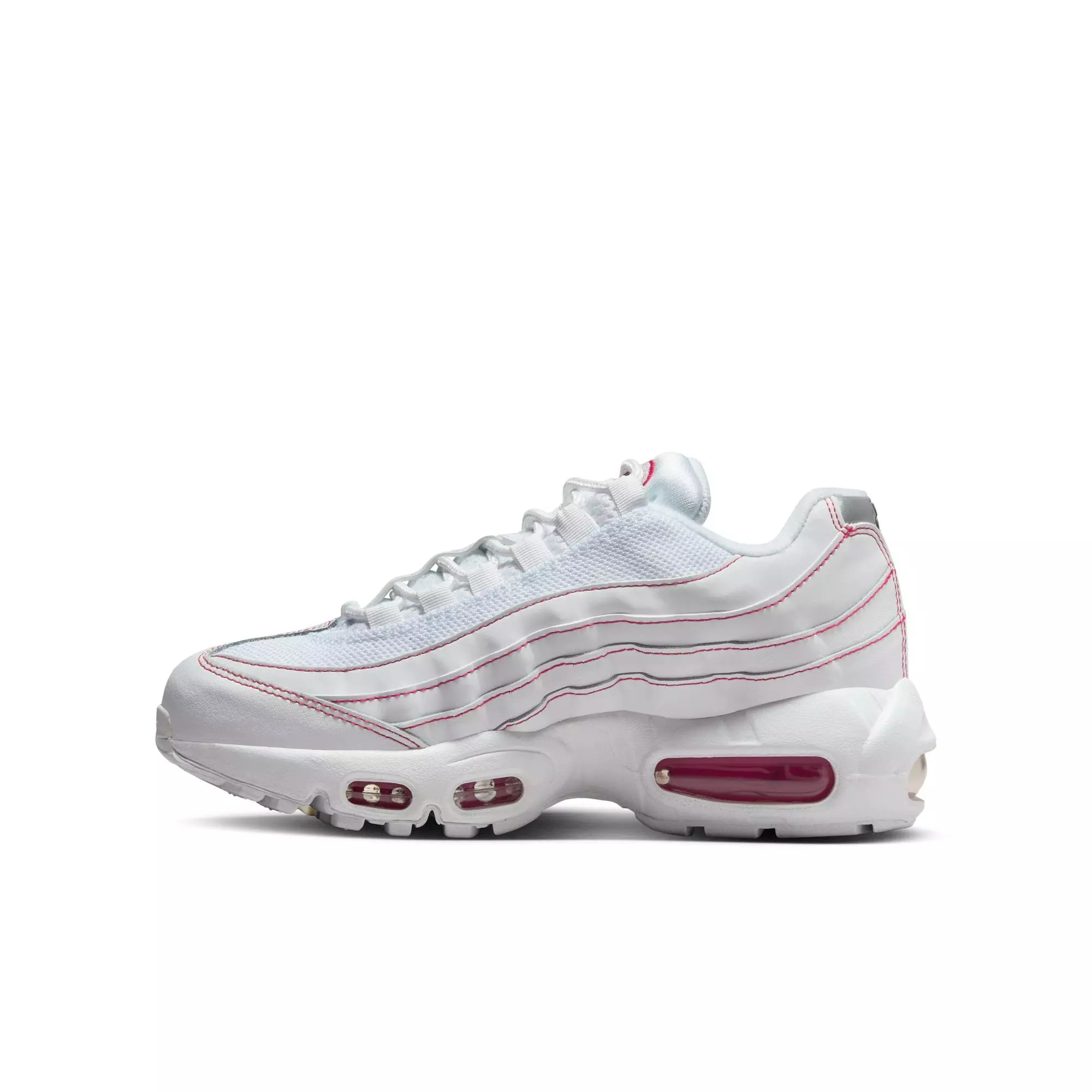 Nike Air Max 95 Recraft "White/University Red/Wolf Grey" Grade School Boys' Shoe - WHITE/RED
