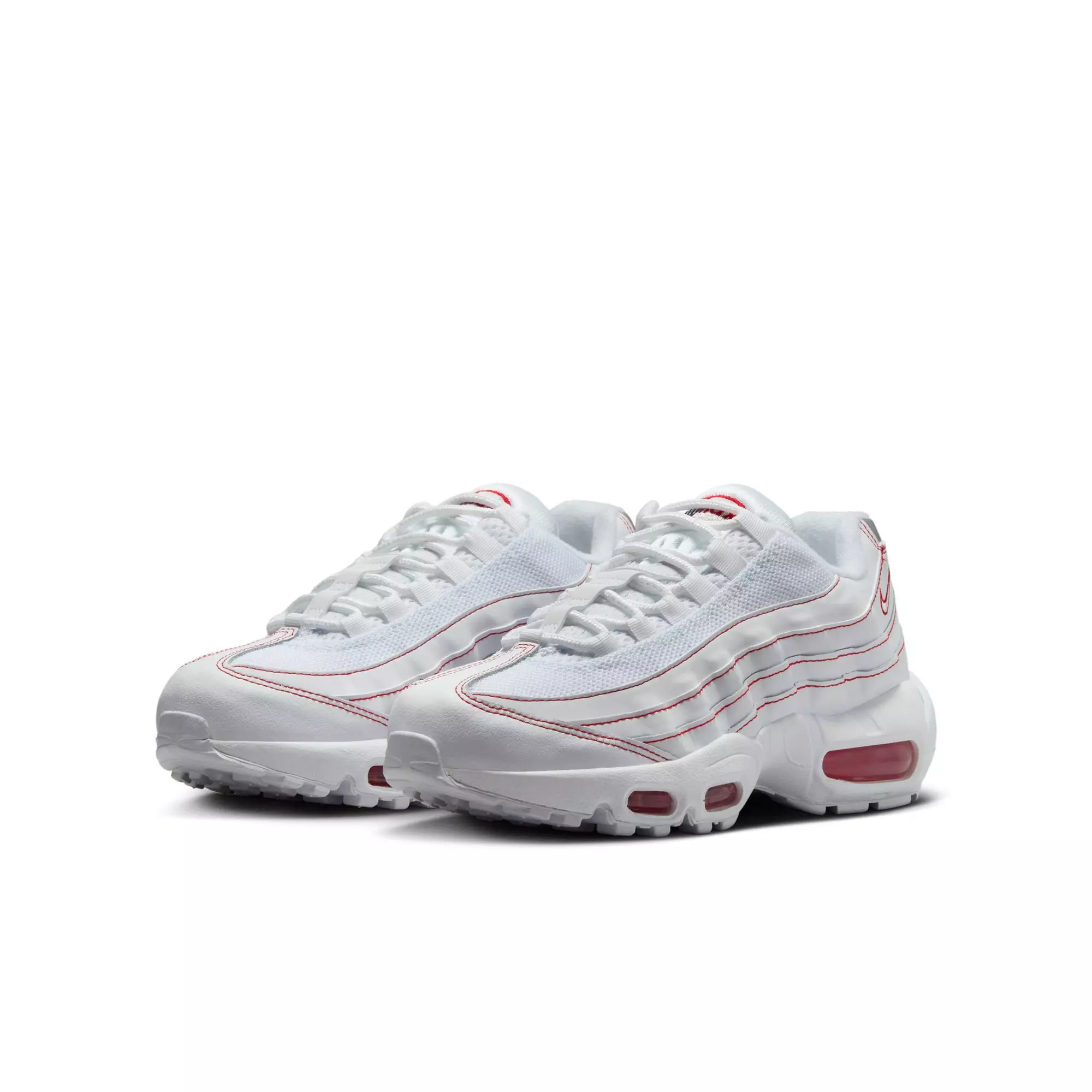 Nike Air Max 95 Recraft "White/University Red/Wolf Grey" Grade School Boys' Shoe - WHITE/RED