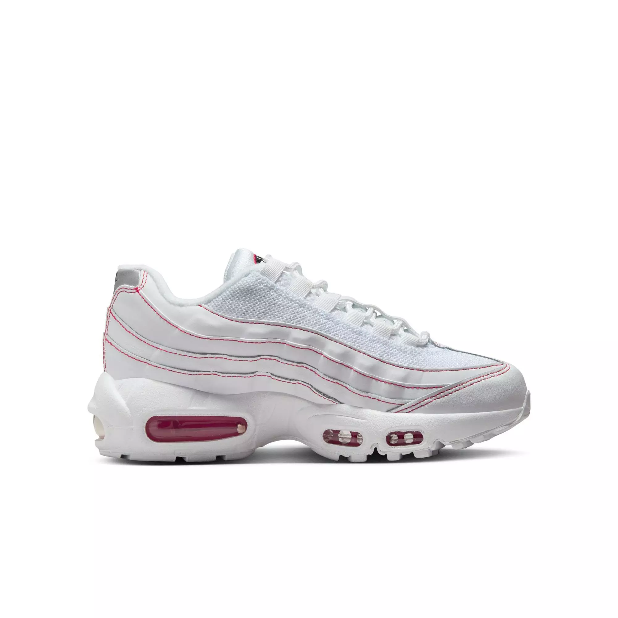 Nike Air Max 95 Recraft "White/University Red/Wolf Grey" Grade School Boys' Shoe - WHITE/RED