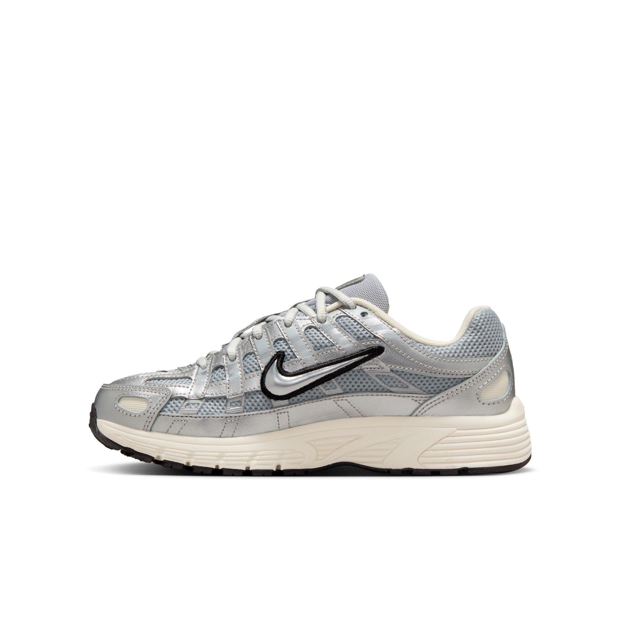 Nike P-6000 "Metallic Silver/Black" Grade School Boys' Shoe - WHITE/SILVER Thumbnail View 4