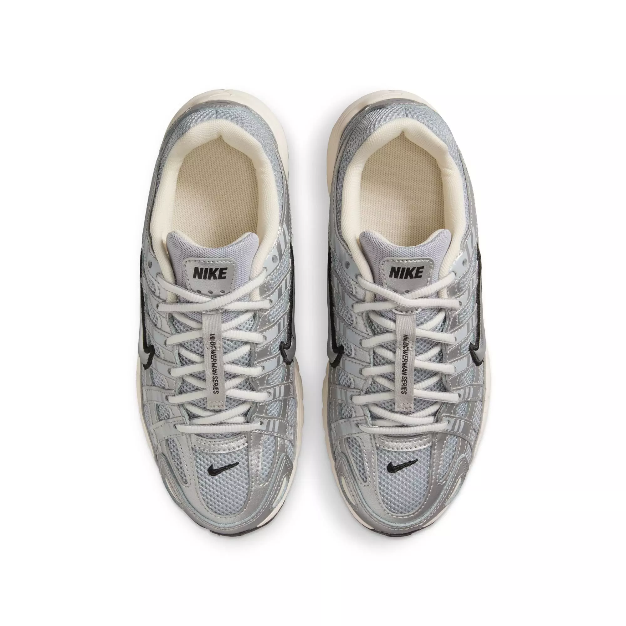 Nike P-6000 "Metallic Silver/Black" Grade School Boys' Shoe - WHITE/SILVER