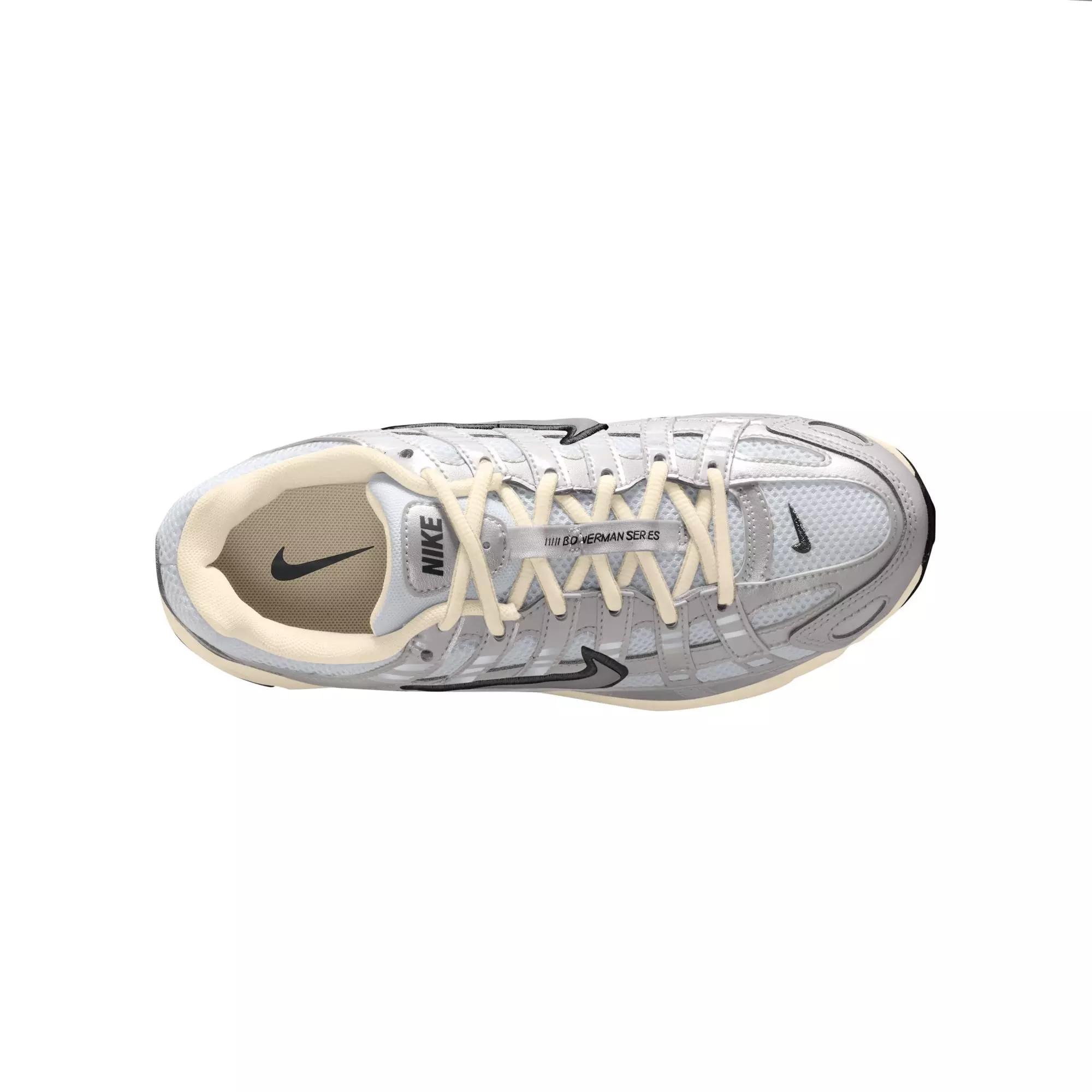 Nike P-6000 "Metallic Silver/Black" Grade School Boys' Shoe - WHITE/SILVER